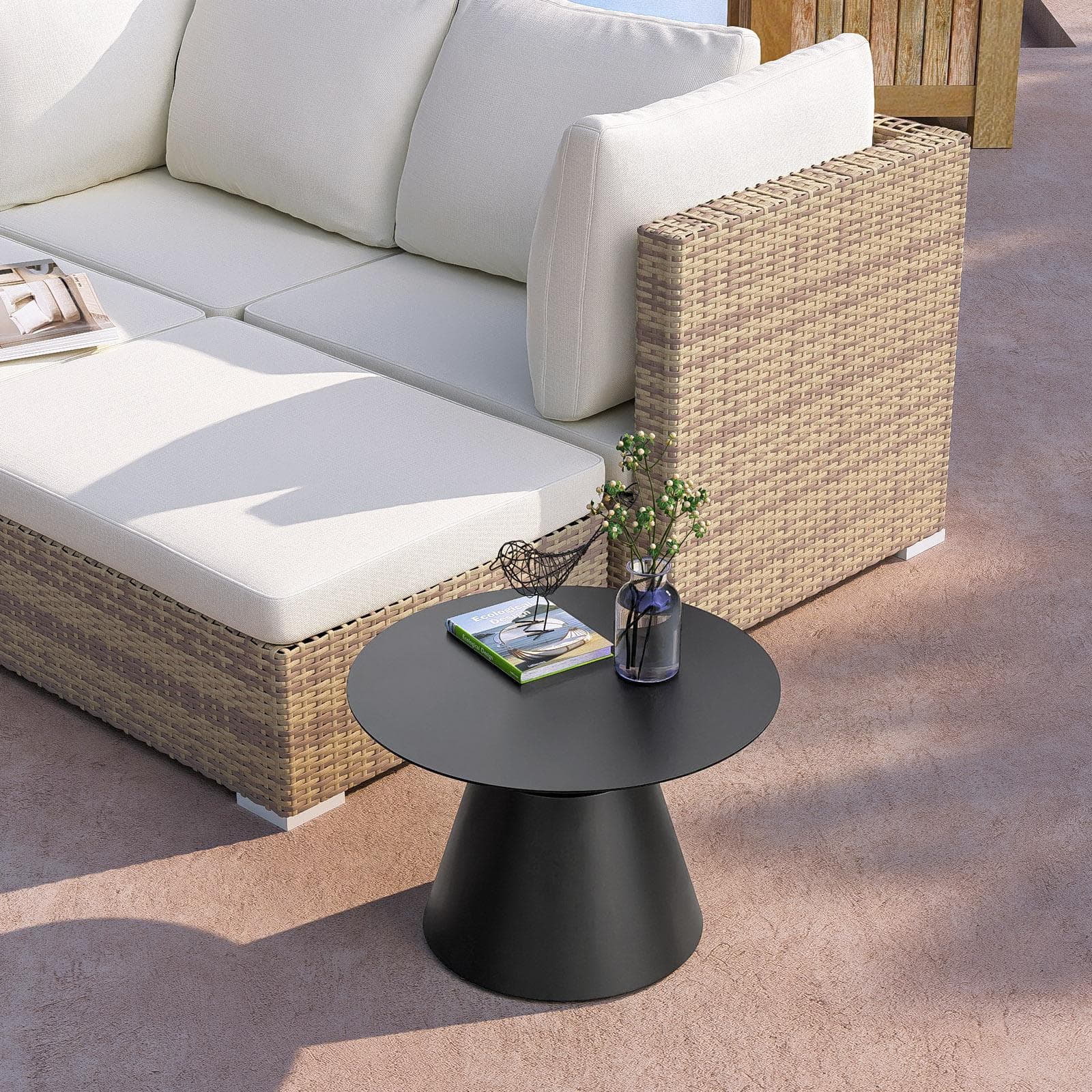 Tavolino da esterno rotondo 50 cm in alluminio antracite opaco - Dagre