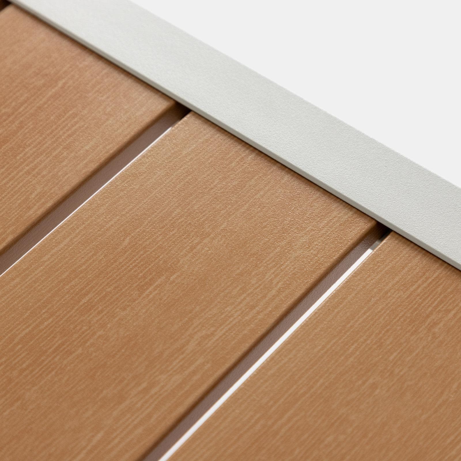 Tavolino da giardino 120x80 cm in alluminio bianco con top effetto legno - Parfa