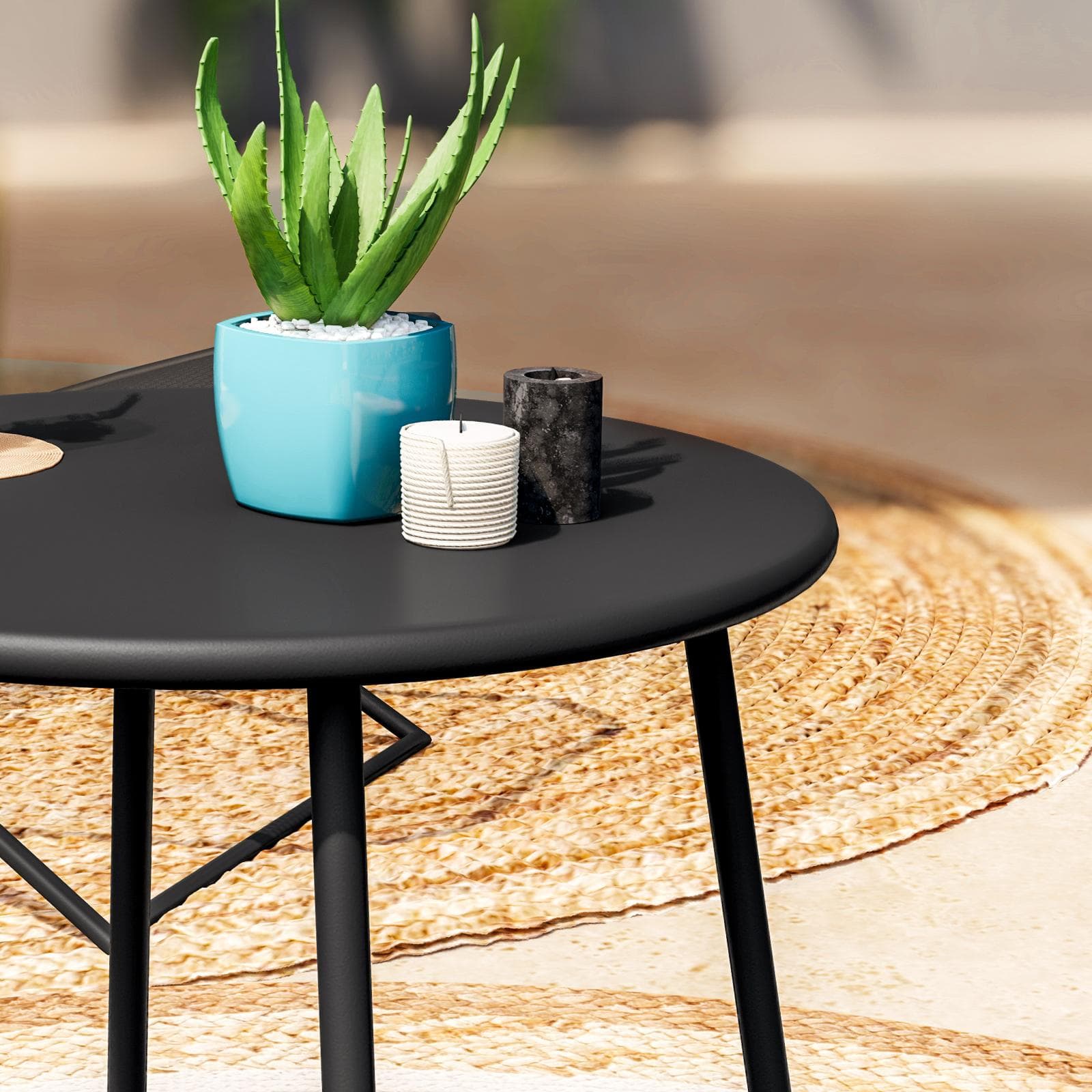 Tavolino da giardino 45x45h cm in acciaio nero - Emoji