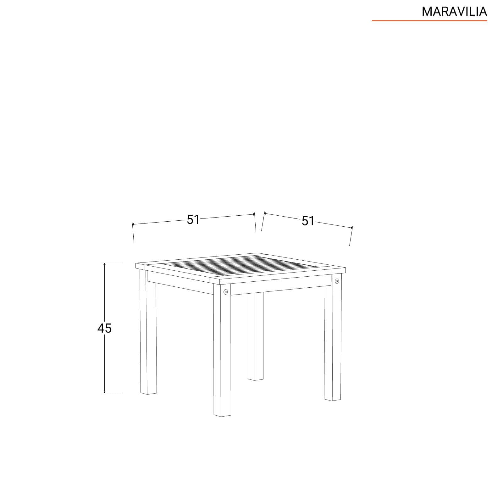 Tavolino da giardino 51x51 cm in legno di acacia - Maravilia