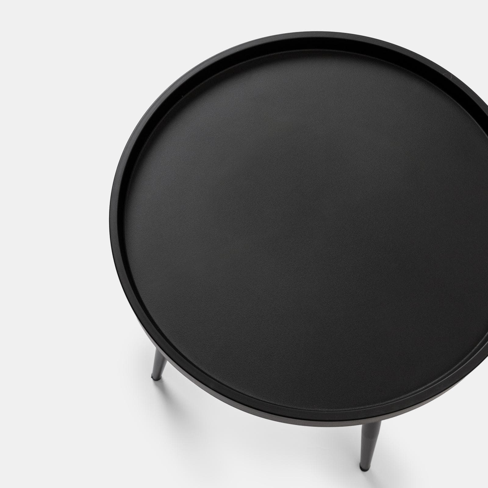 Tavolino da giardino rotondo 50 cm gambe in metallo e top in polipropilene nero - Frisby
