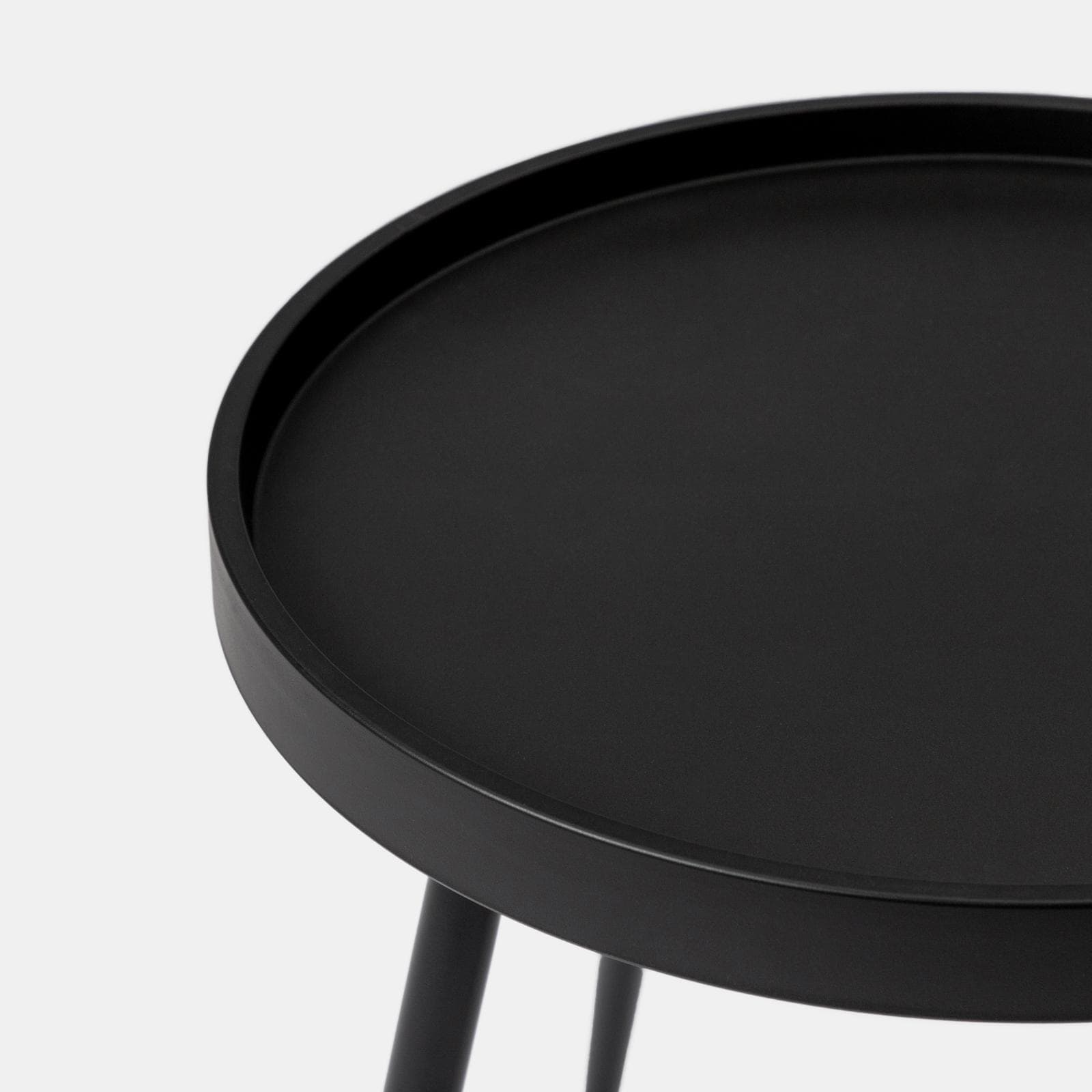 Tavolino da giardino rotondo 50 cm gambe in metallo e top in polipropilene nero - Frisby