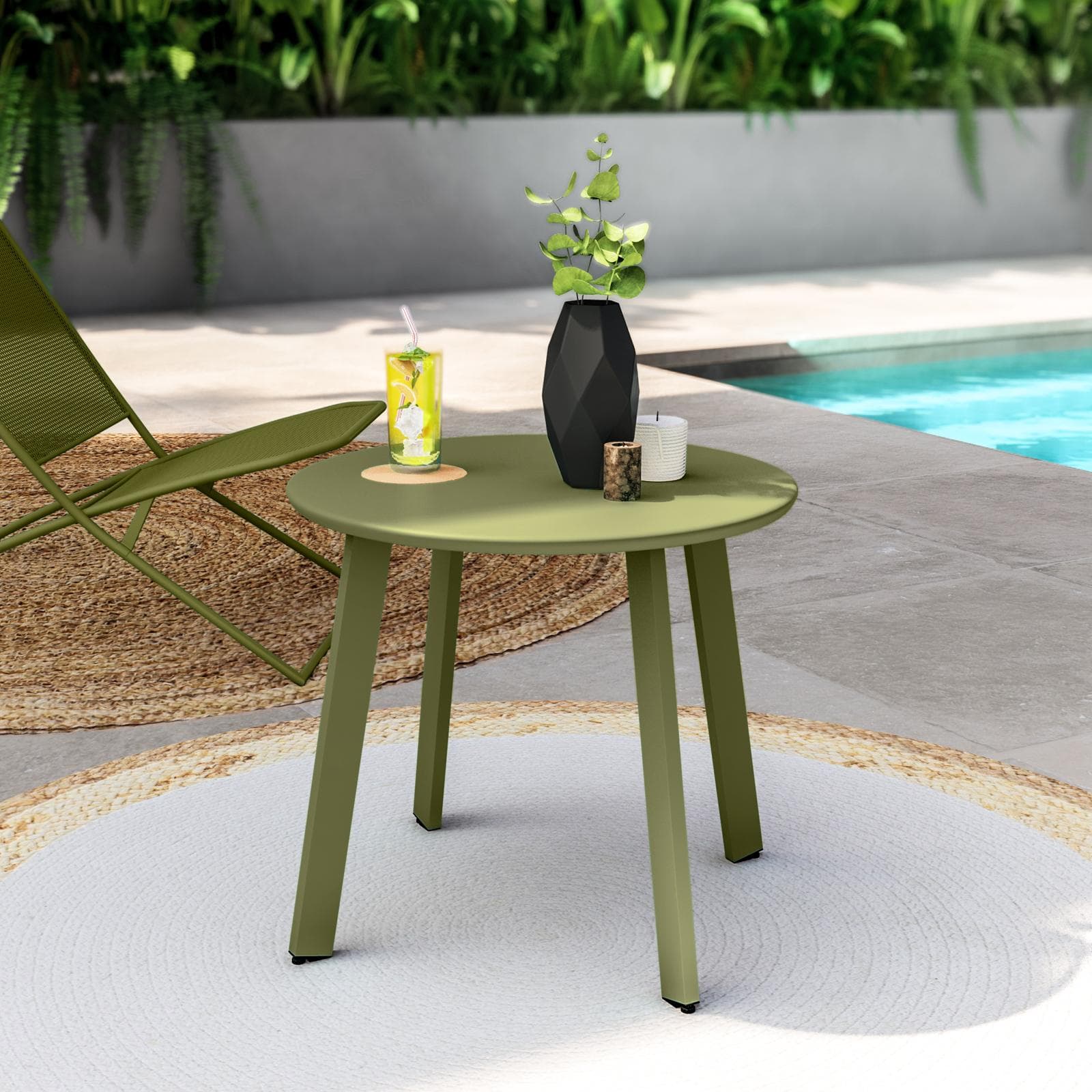GOBLIN TAVOLINO D 50X45H CM IN ACCIAIO VERDE OLIVA