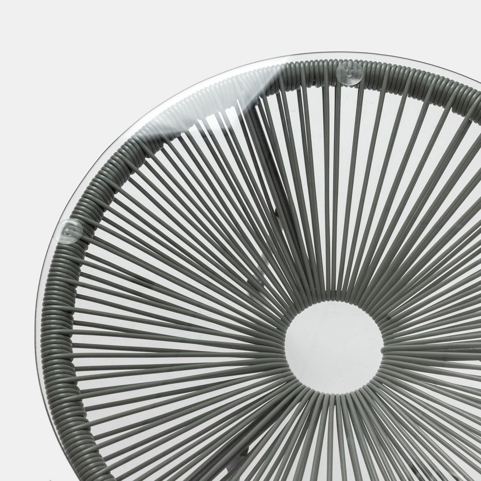 Tavolino da interno rotondo 50 cm in metallo nero e corda grigia - Kalimba