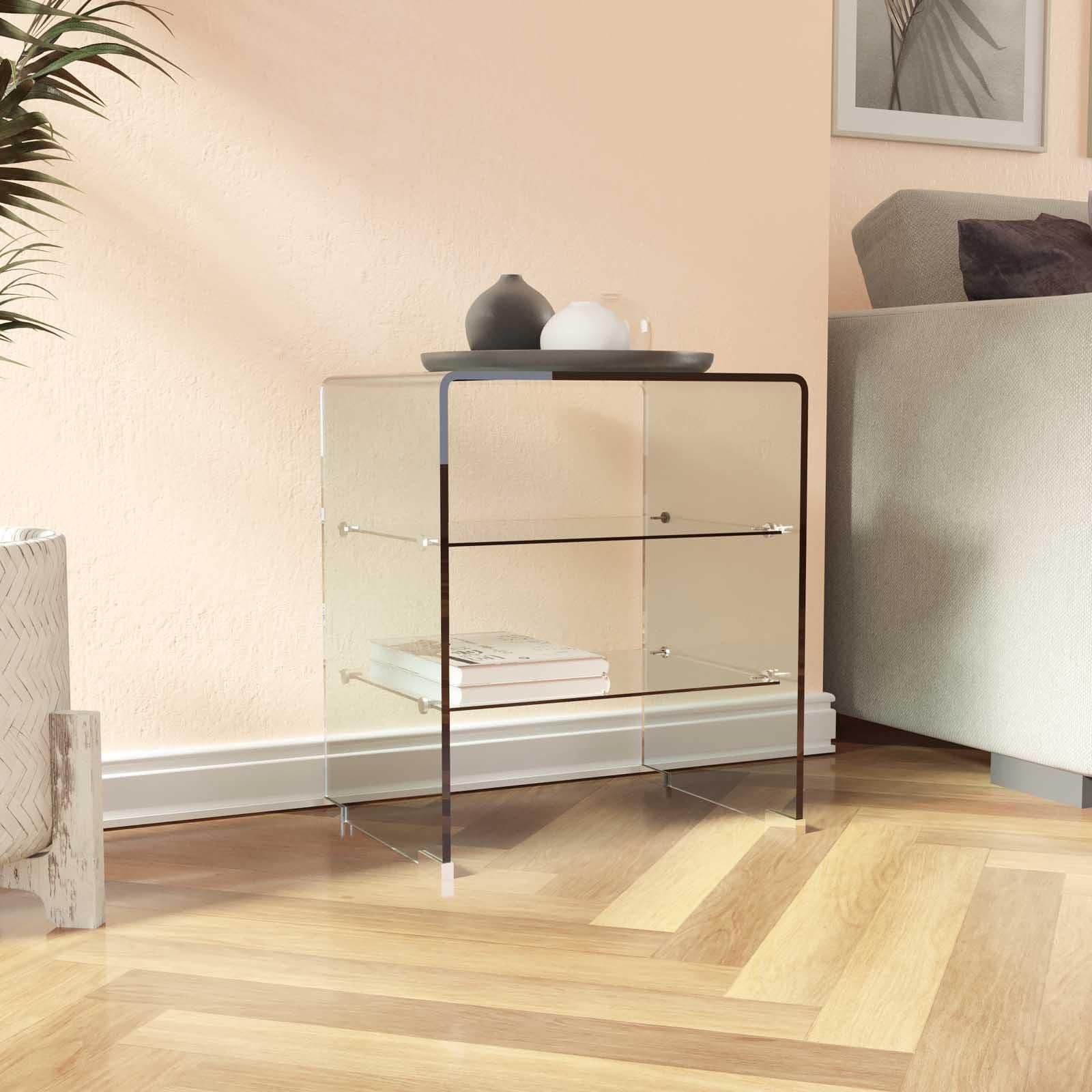 Tavolino 50x40 cm in vetro trasparente con ripiani - City
