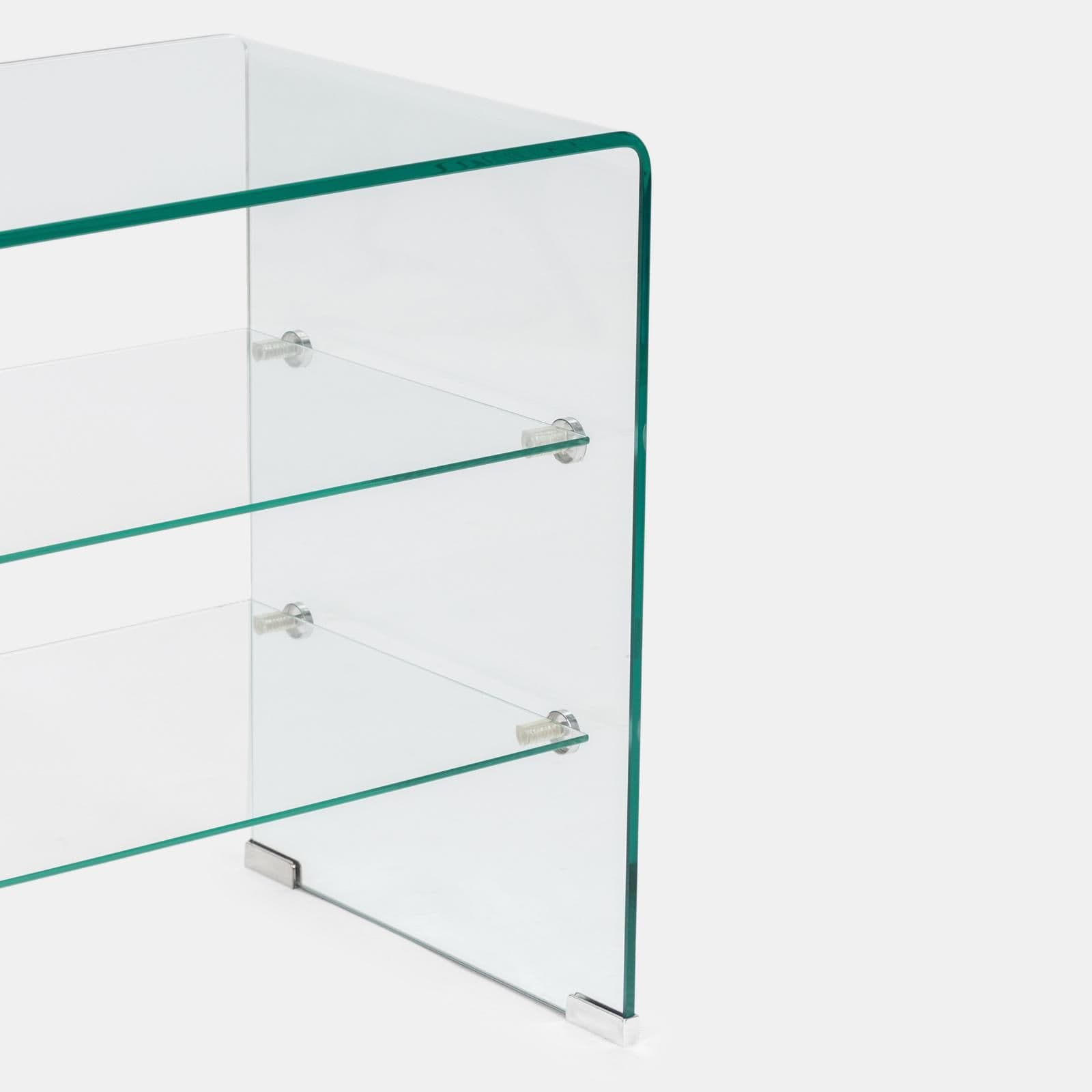 Tavolino 50x40 cm in vetro trasparente con ripiani - City