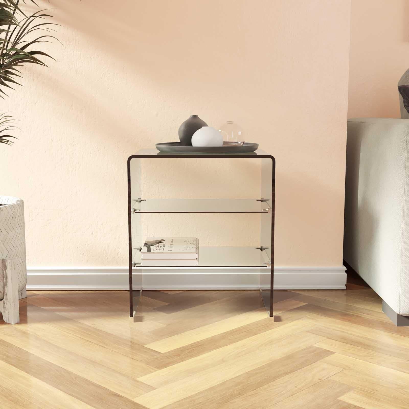 Tavolino 50x40 cm in vetro trasparente con ripiani - City