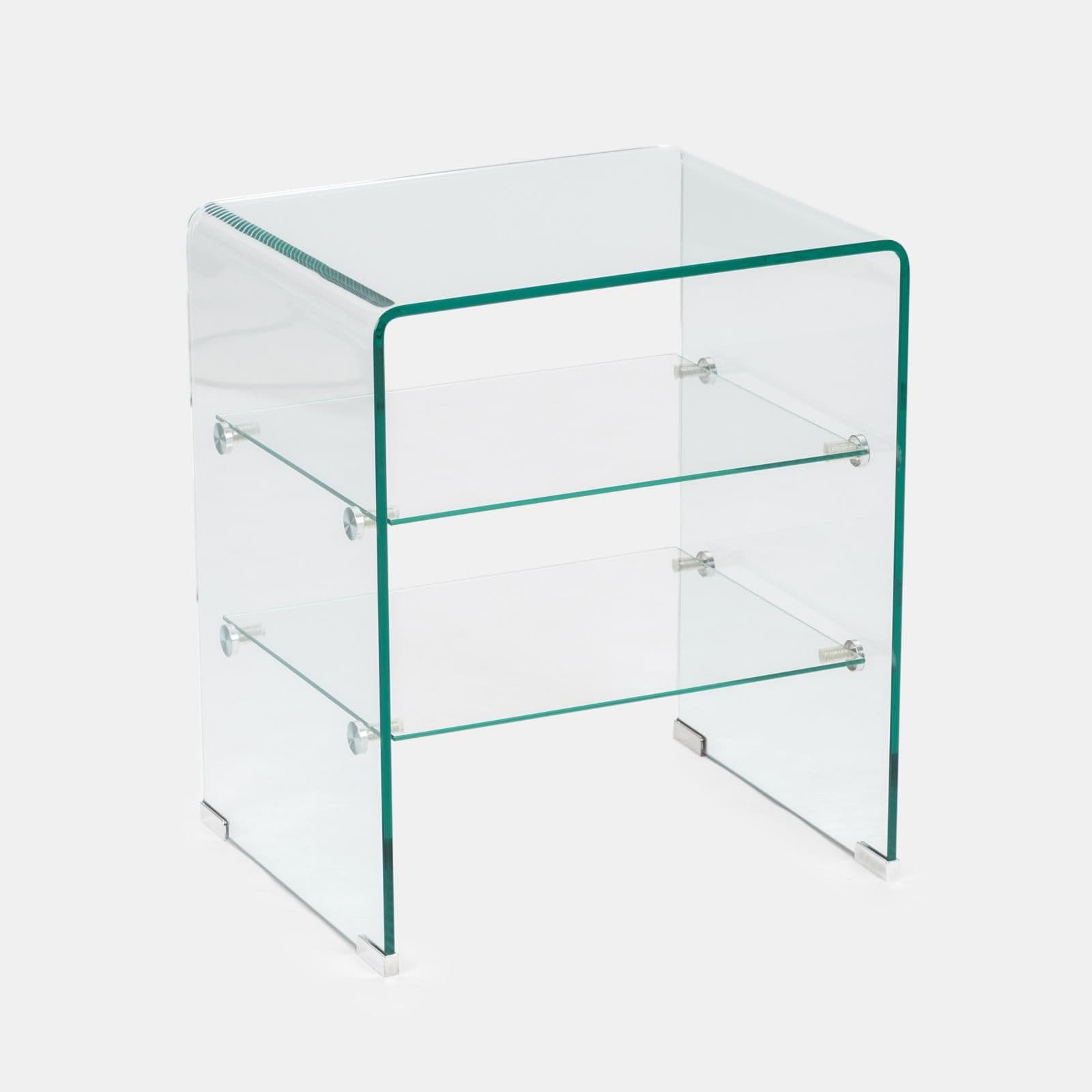 Tavolino 50x40 cm in vetro trasparente con ripiani - City