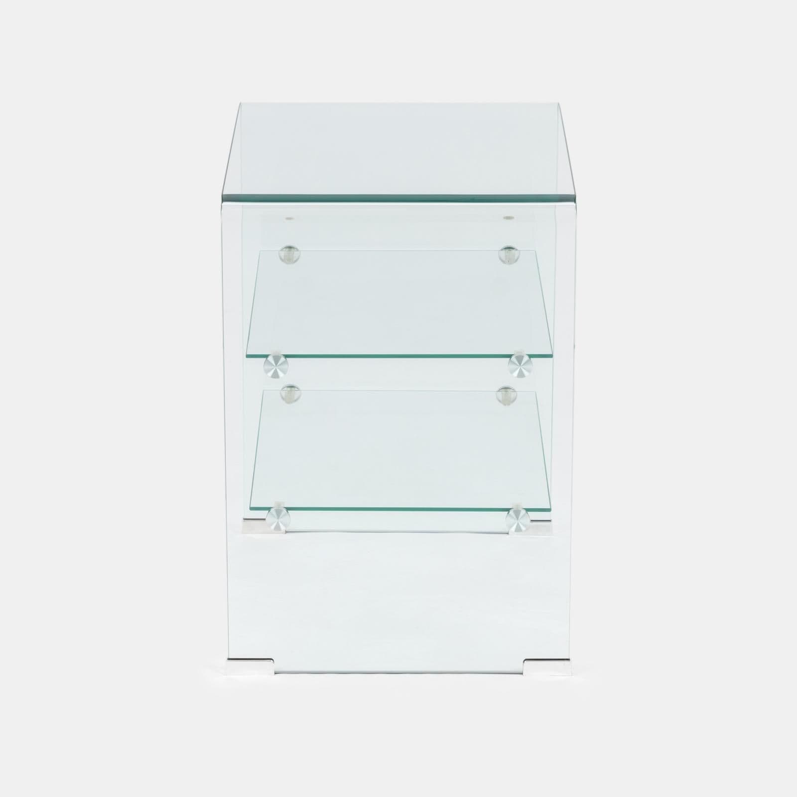 Tavolino 50x40 cm in vetro trasparente con ripiani - City