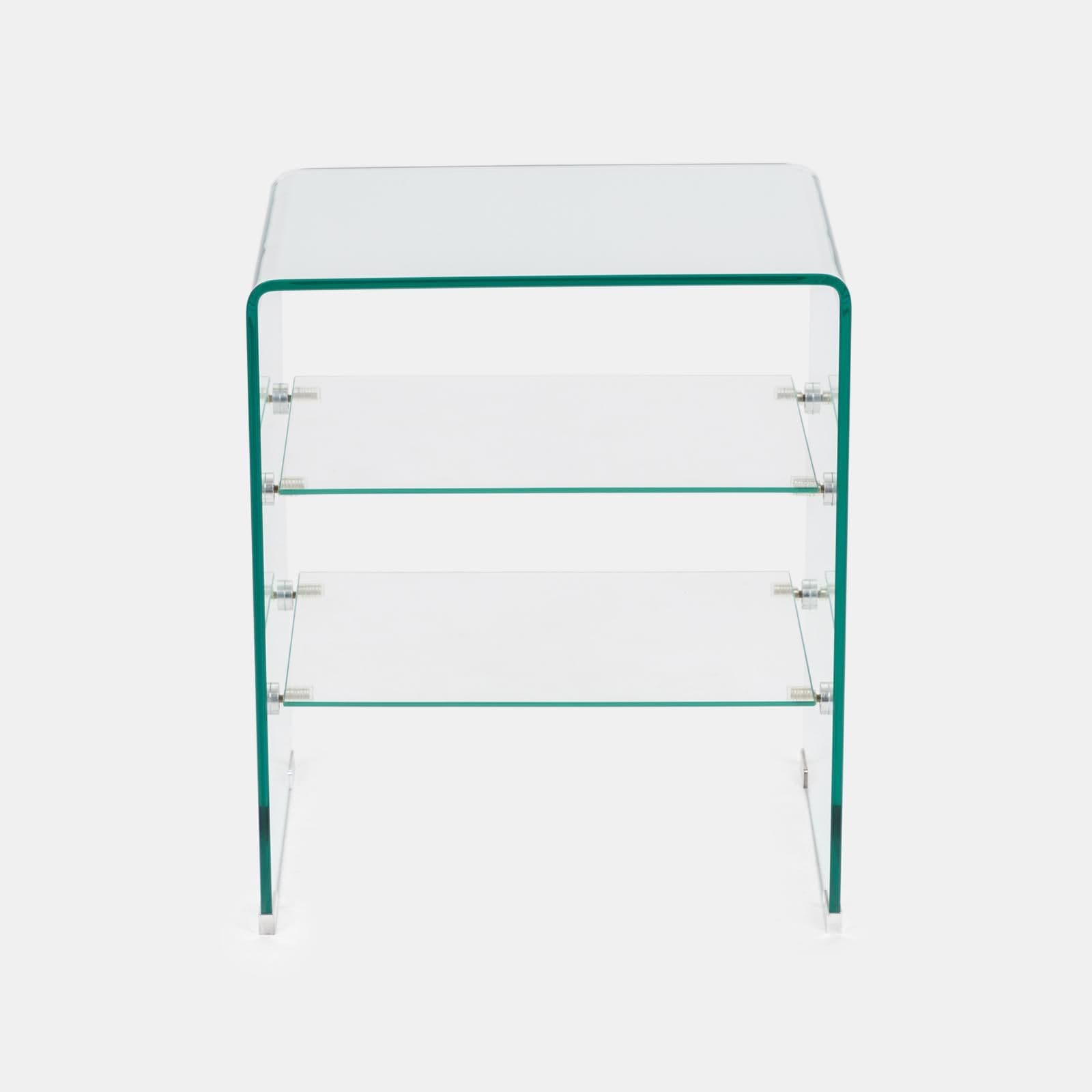 Tavolino 50x40 cm in vetro trasparente con ripiani - City