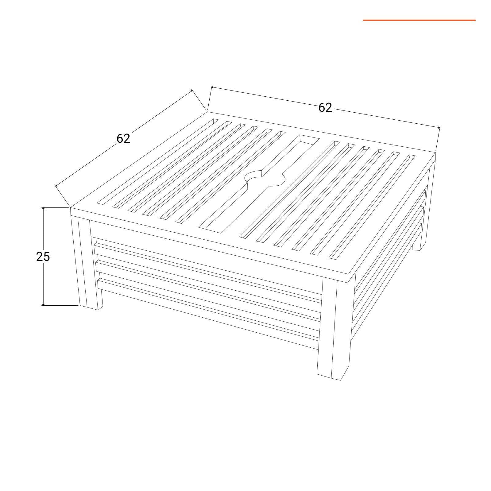 Tavolino copribase ombrellone 62x62 cm legno di acacia - Paja