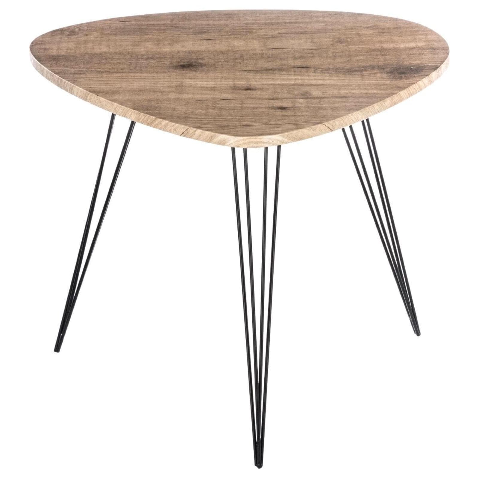 Tavolino piccolo 69x54 cm in legno scuro e acciaio nero - Neville