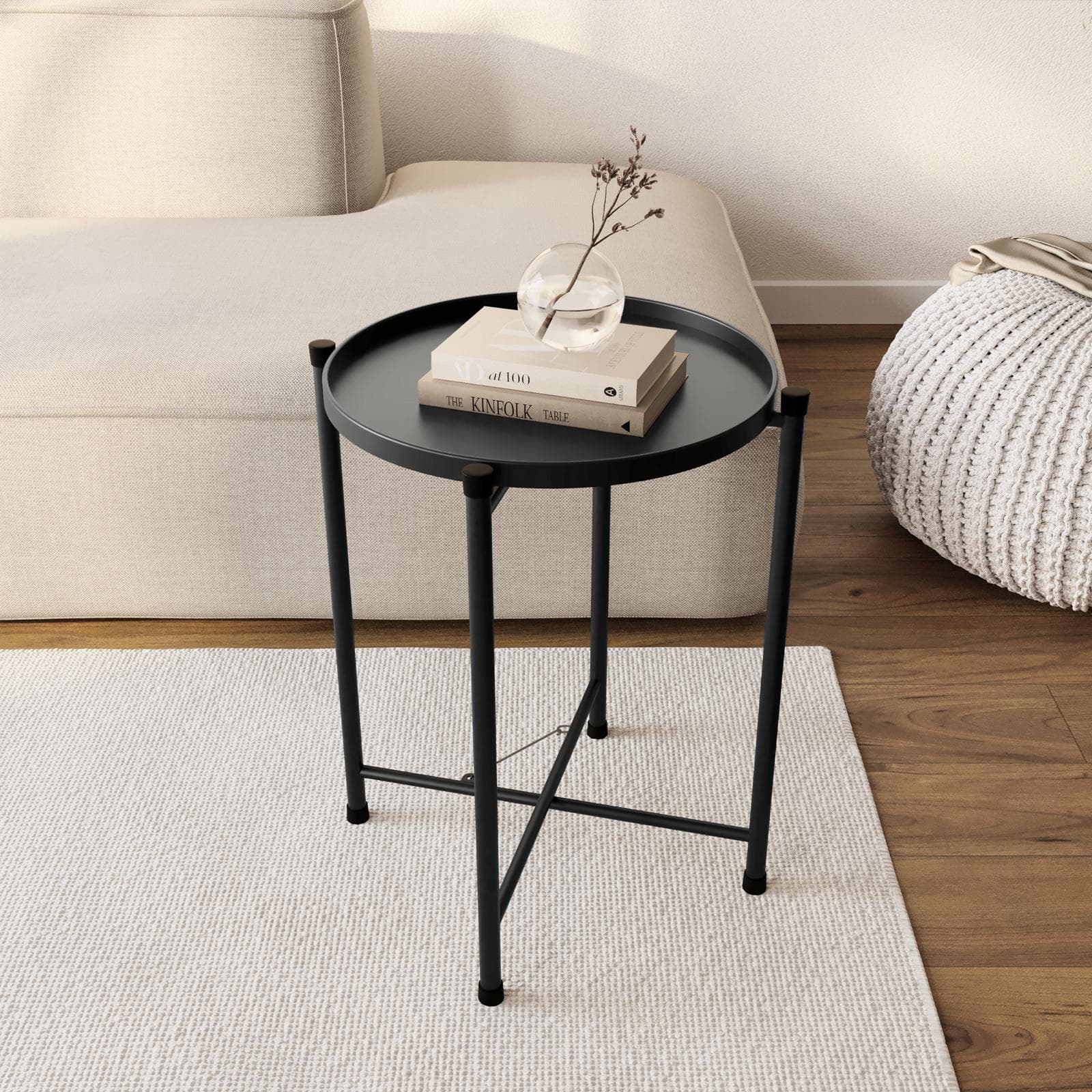 Tavolino pieghevole 37 cm in metallo nero - Zevi