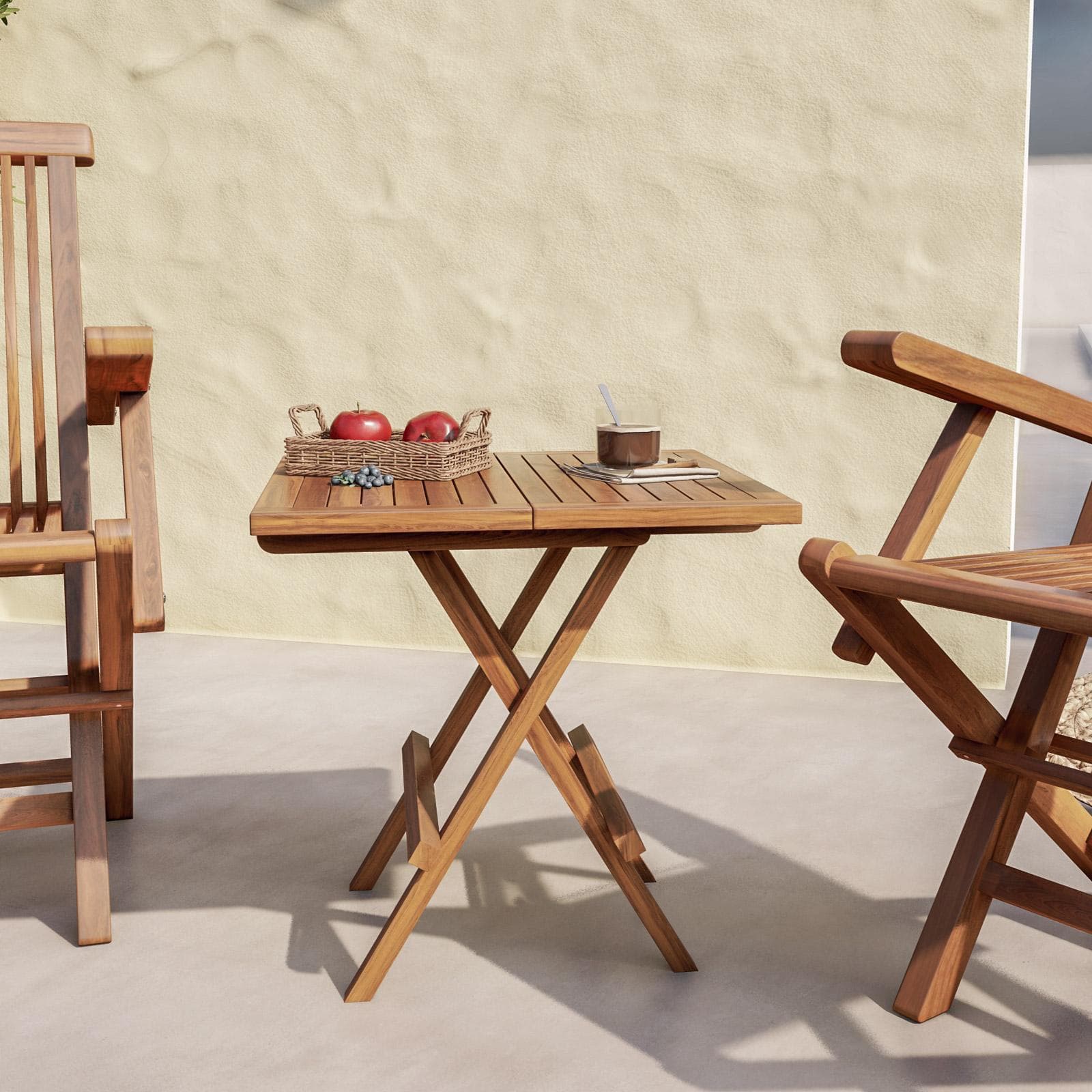 Tavolino pieghevole da giardino 50x50 cm in legno teak - Louis