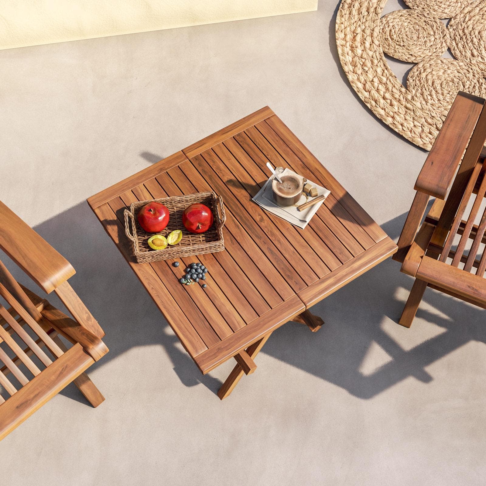 Tavolino pieghevole da giardino 50x50 cm in legno teak - Louis