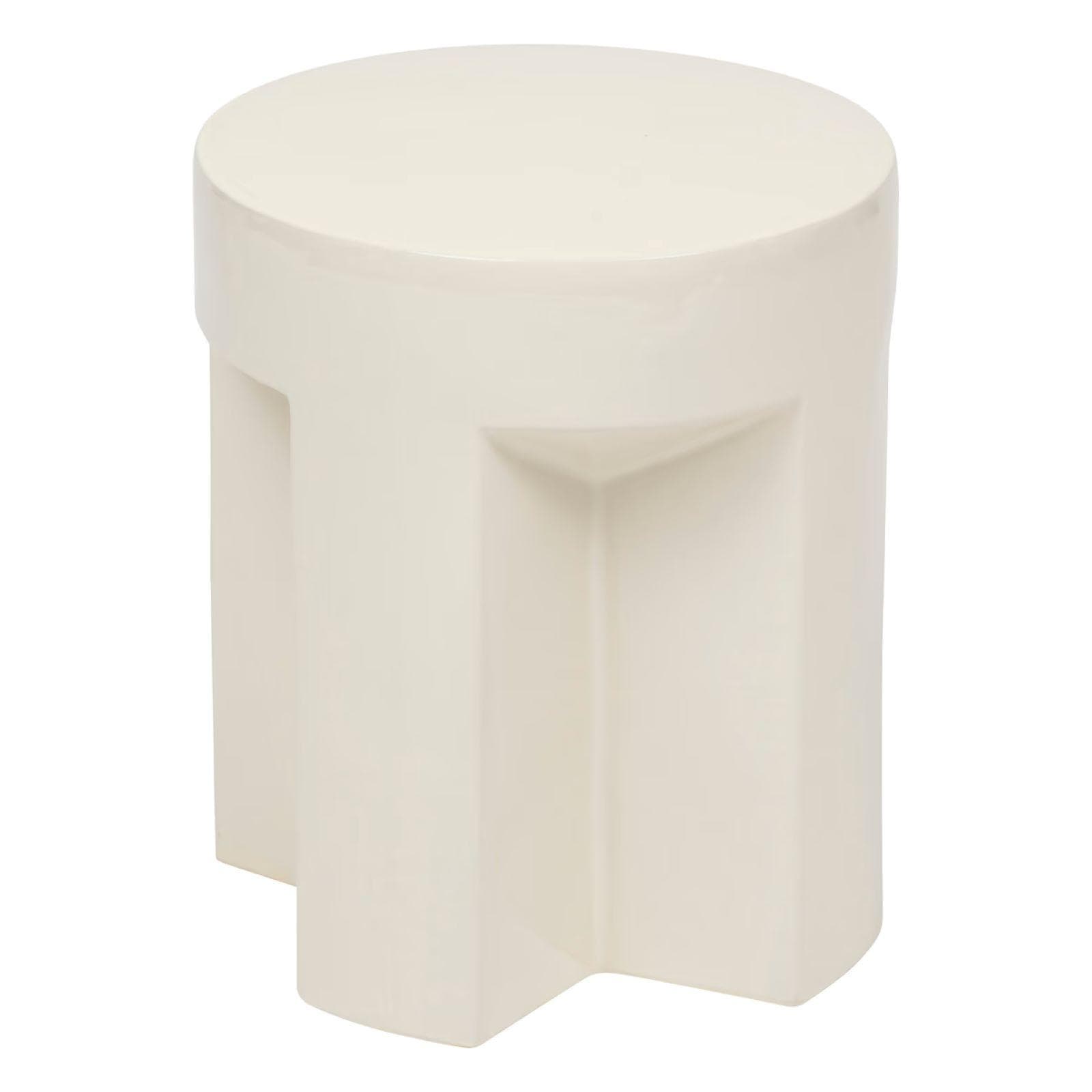 Tavolino rotondo 34 cm in ceramica beige lucido - Criz