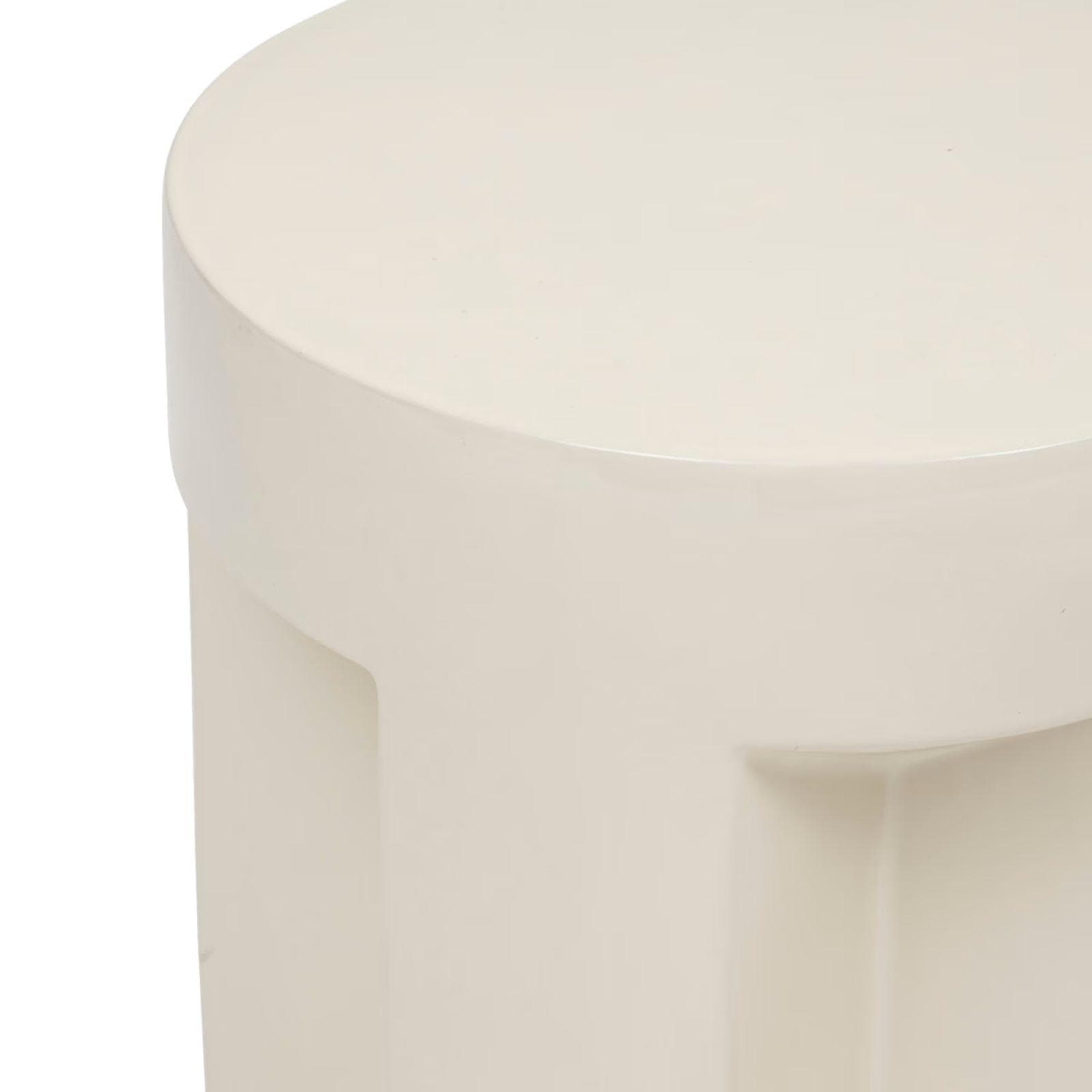 Tavolino rotondo 34 cm in ceramica beige lucido - Criz