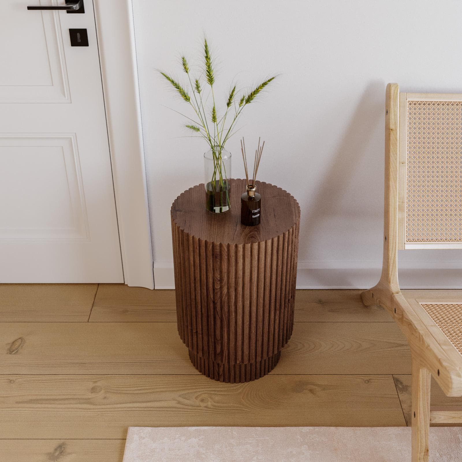 Tavolino rotondo 35 cm in legno di mango cannettato - Maltese