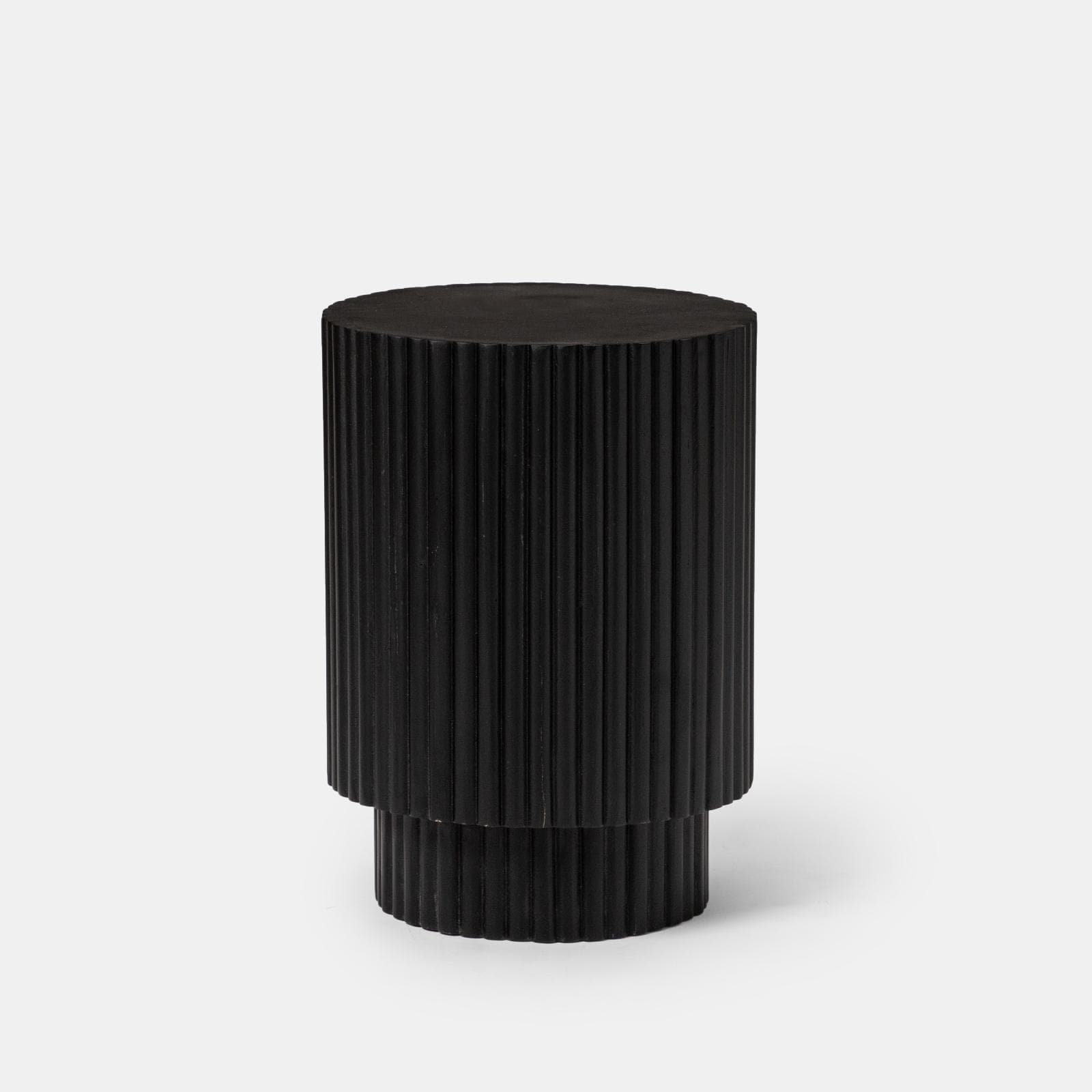 Tavolino rotondo 35 cm in legno di mango nero cannettato - Malua