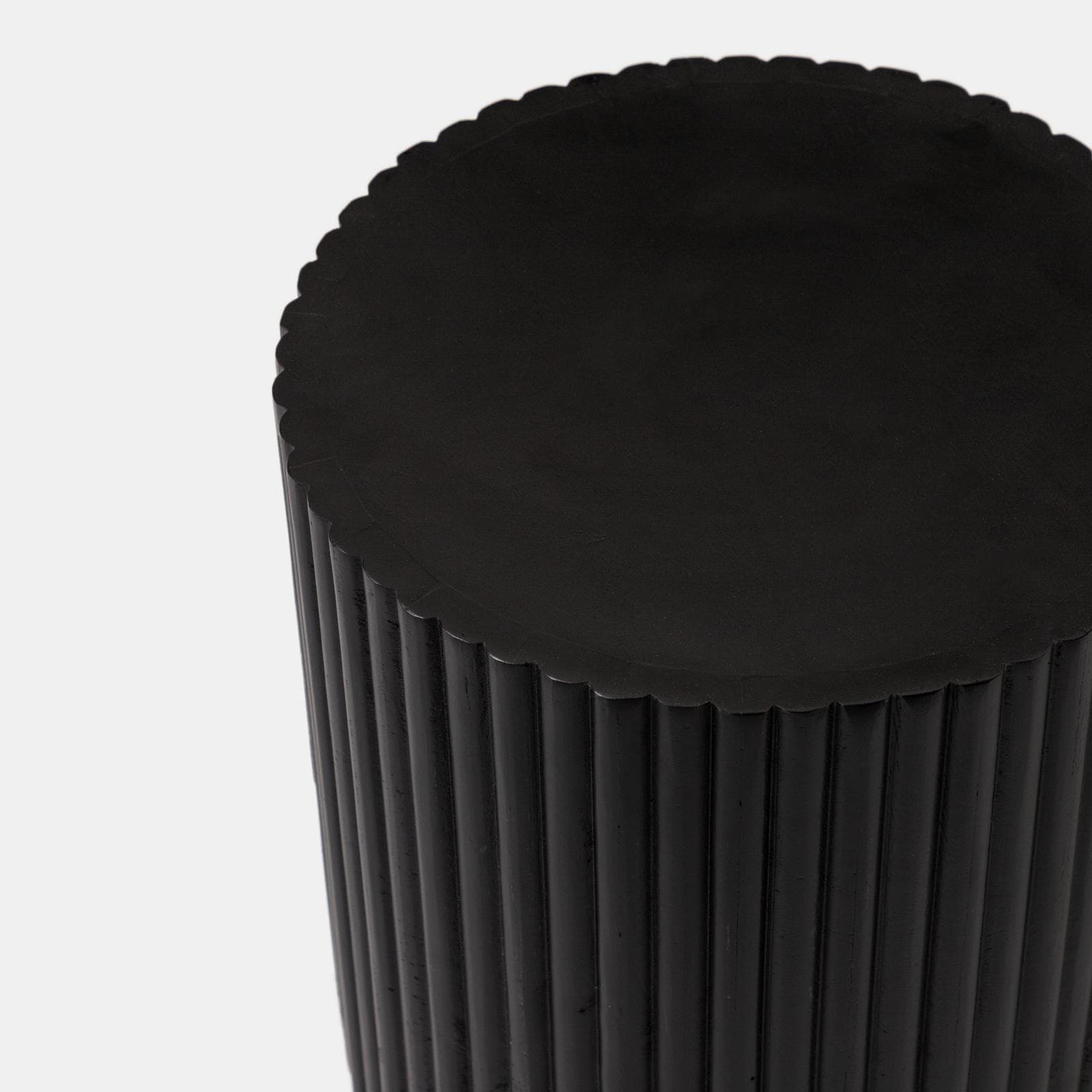 Tavolino rotondo 35 cm in legno di mango nero cannettato - Malua