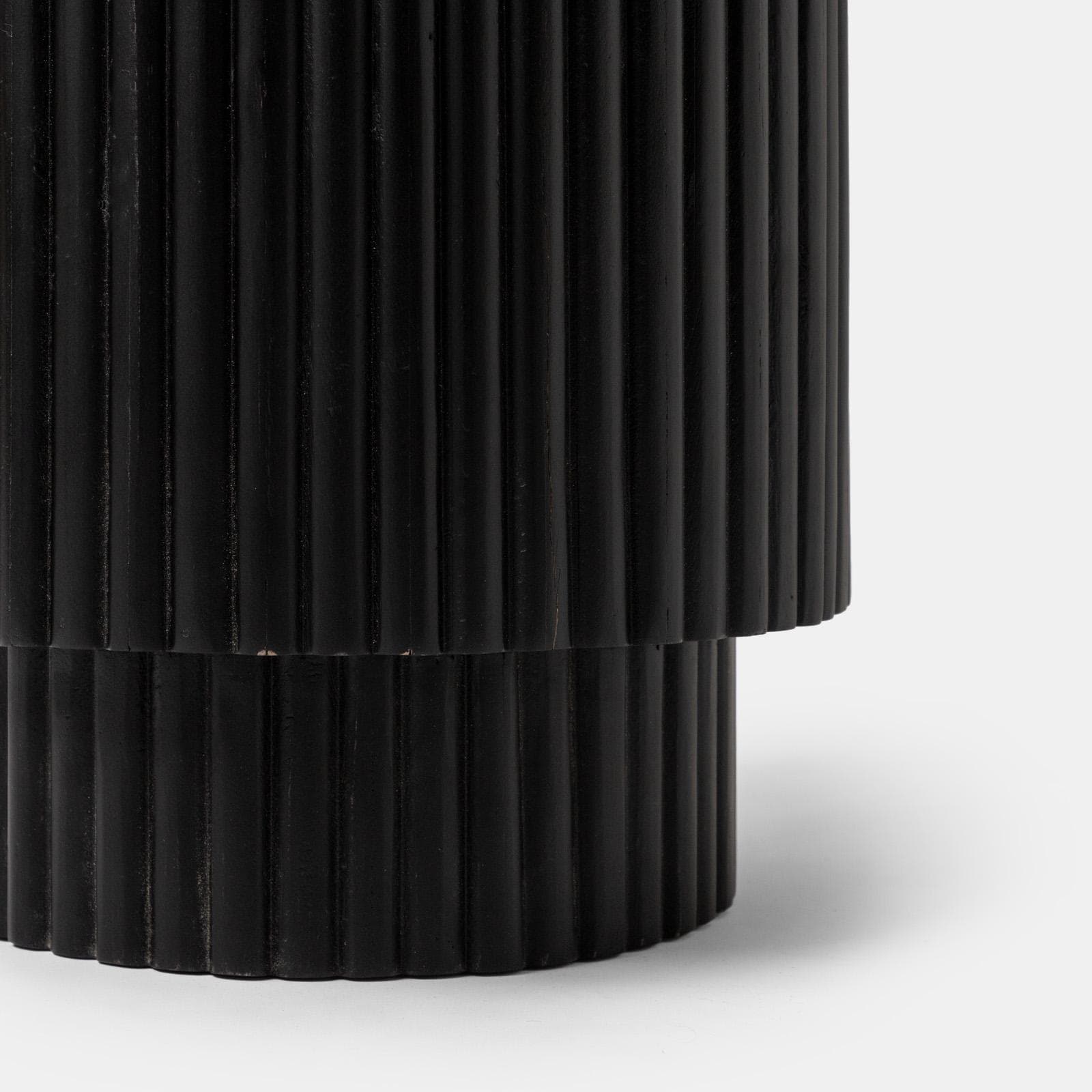 Tavolino rotondo 35 cm in legno di mango nero cannettato - Malua