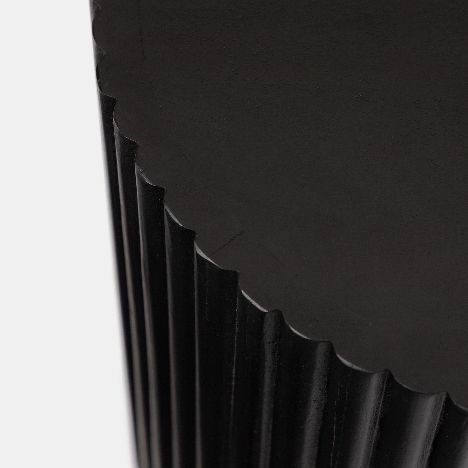 Tavolino rotondo 35 cm in legno di mango nero cannettato - Malua