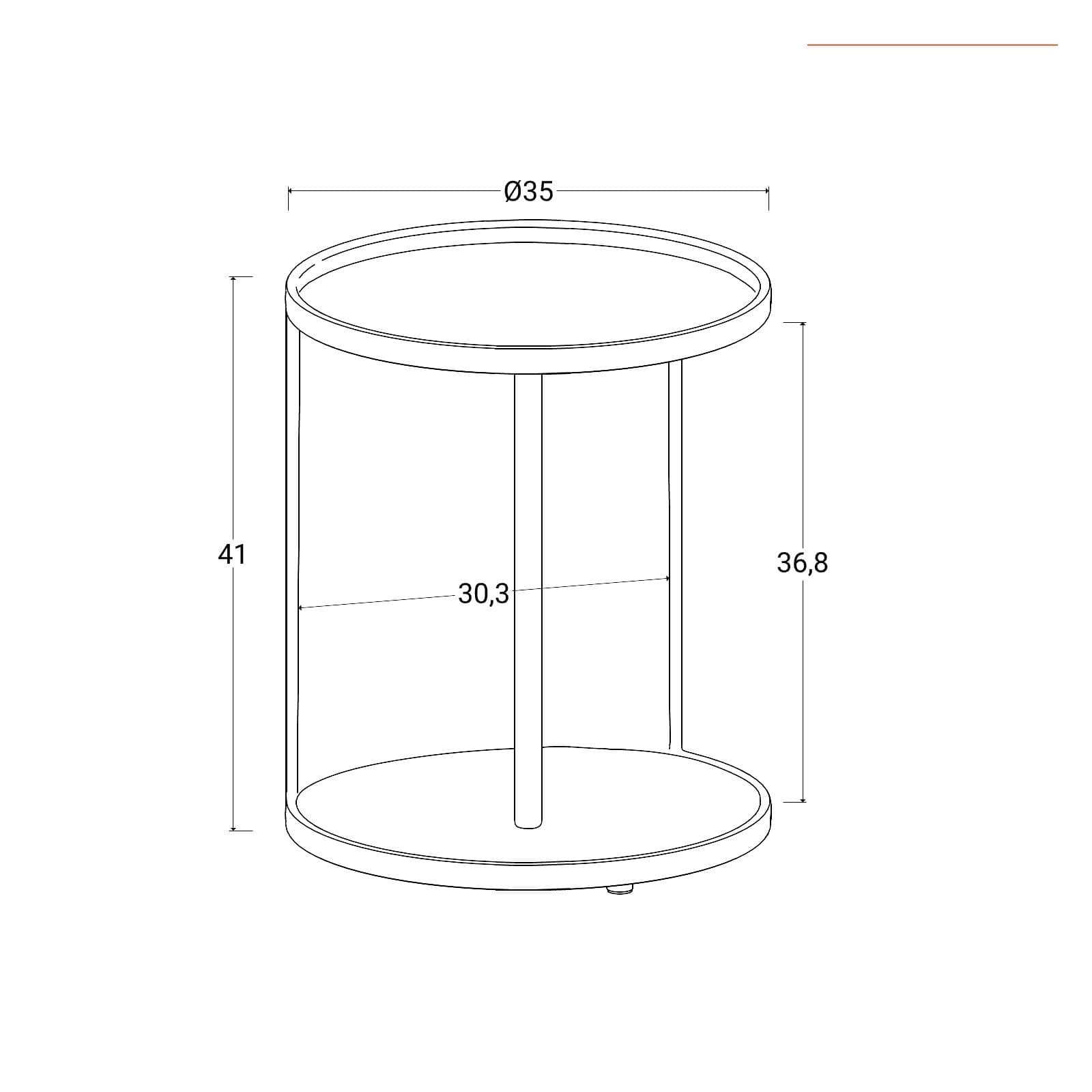 Tavolino rotondo 35 cm in metallo tortora opaco con design moderno - Kicro