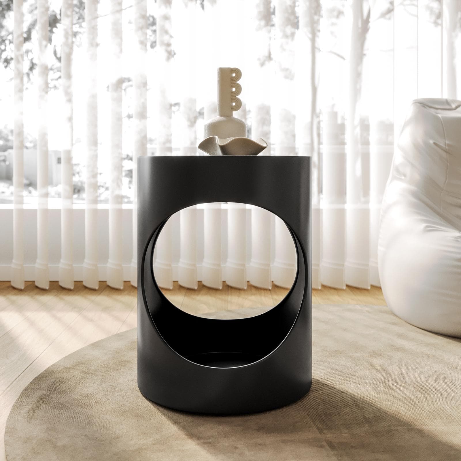 Tavolino rotondo 36 cm in metallo nero opaco - Disdag
