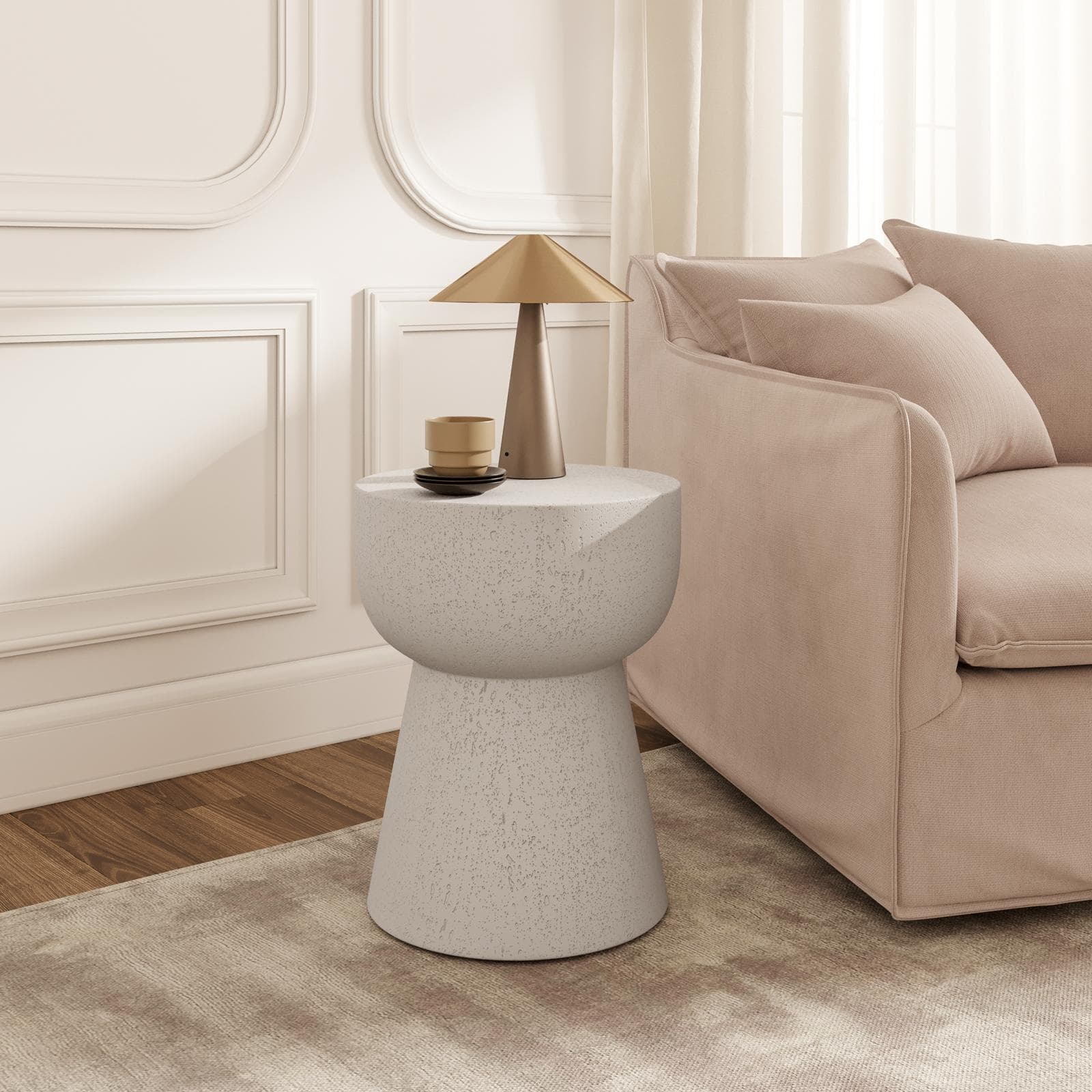 Tavolino rotondo 40 cm crema in ossido di magnesio - Mypo