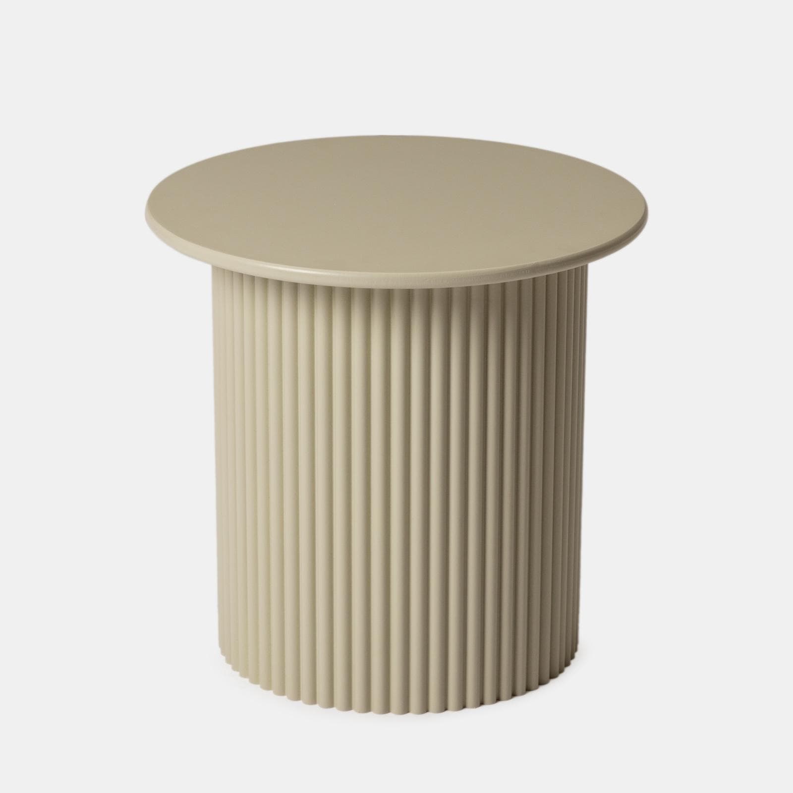Tavolino rotondo 40 cm in legno cannettato beige - Doncaster
