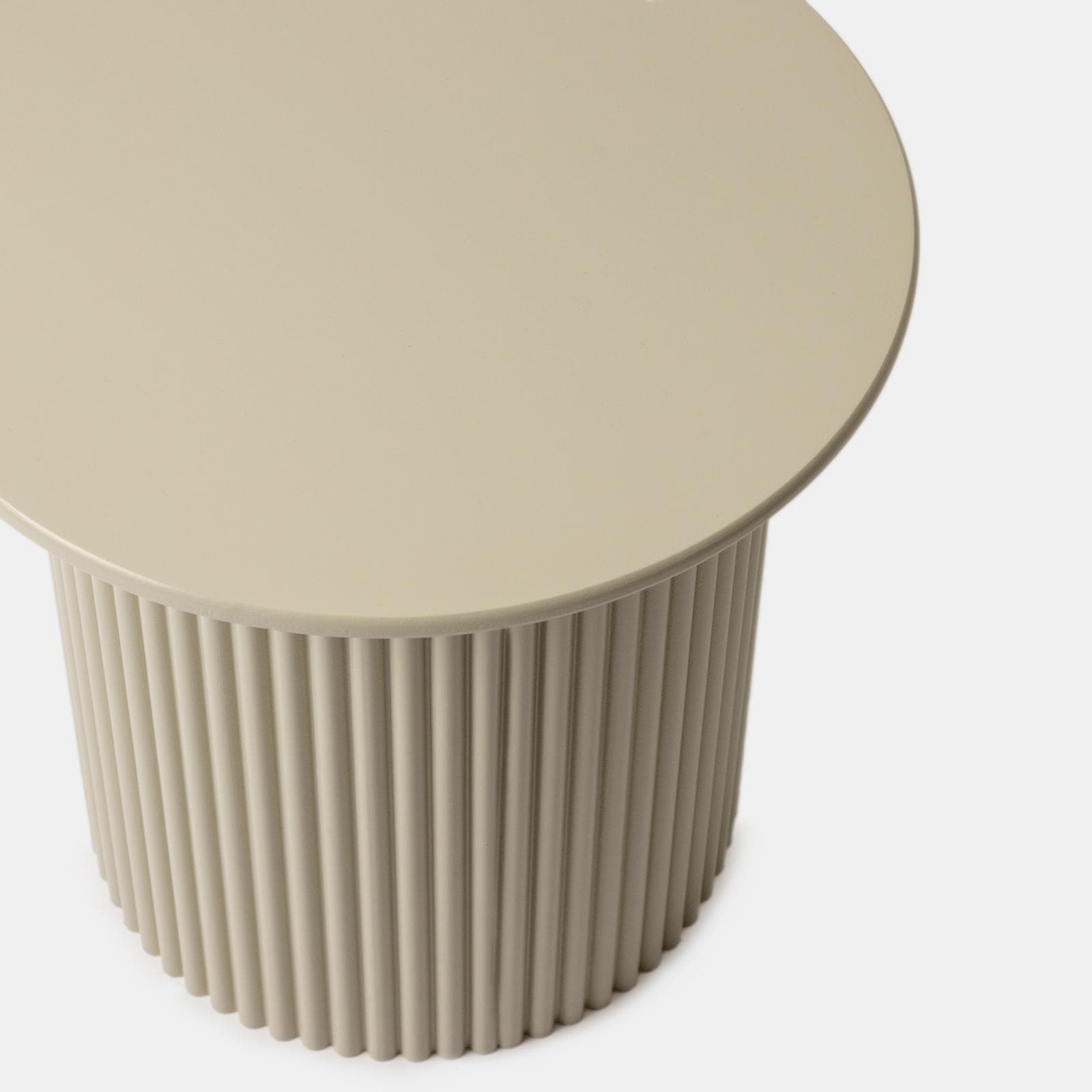 Tavolino rotondo 40 cm in legno cannettato beige - Doncaster