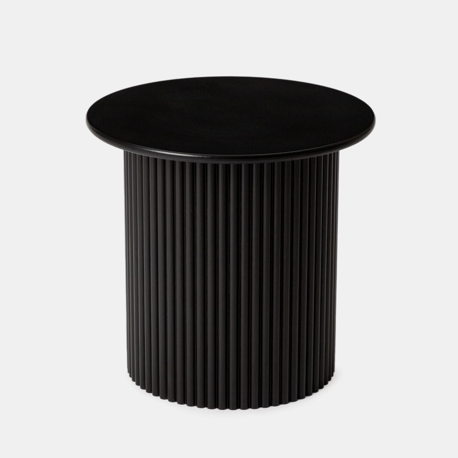 Tavolino rotondo 40 cm in legno cannettato nero - Doncaster
