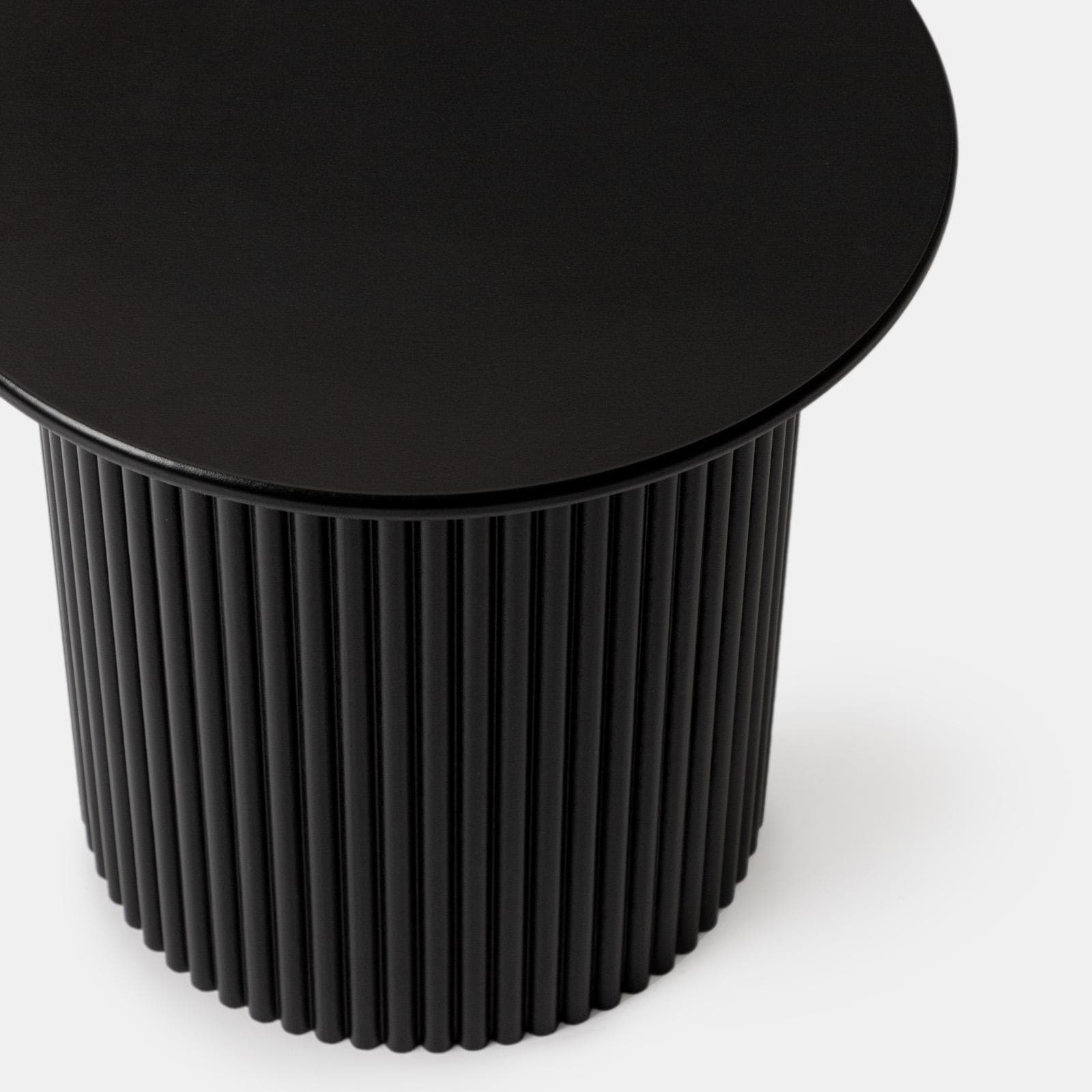 Tavolino rotondo 40 cm in legno cannettato nero - Doncaster