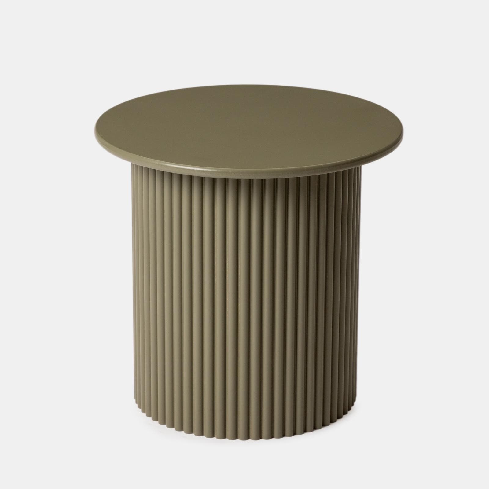 Tavolino rotondo 40 cm in legno cannettato verde oliva - Doncaster