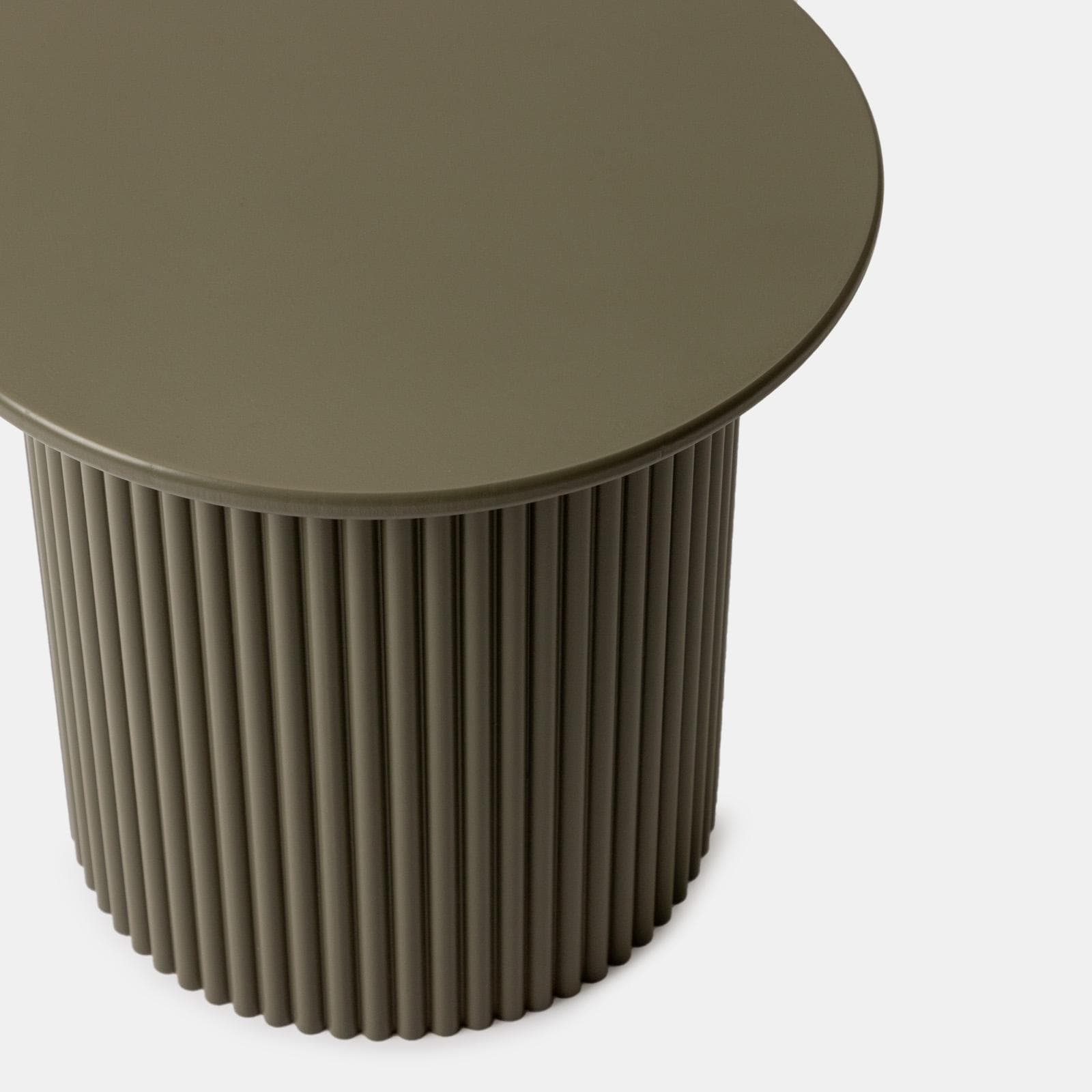 Tavolino rotondo 40 cm in legno cannettato verde oliva - Doncaster