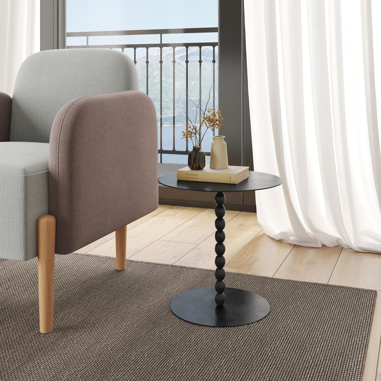 Tavolino rotondo 40 cm in metallo nero - Epius