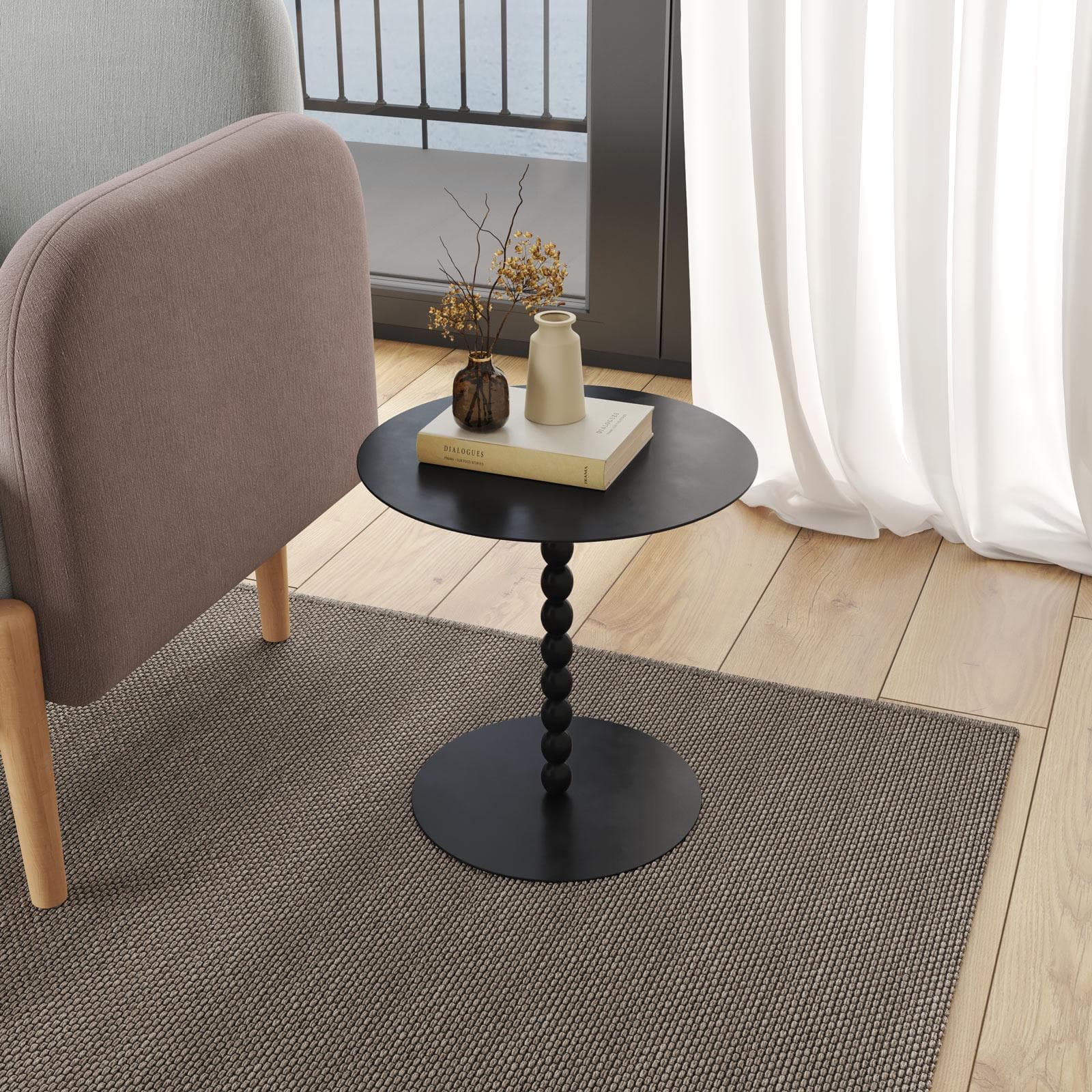 Tavolino rotondo 40 cm in metallo nero - Epius