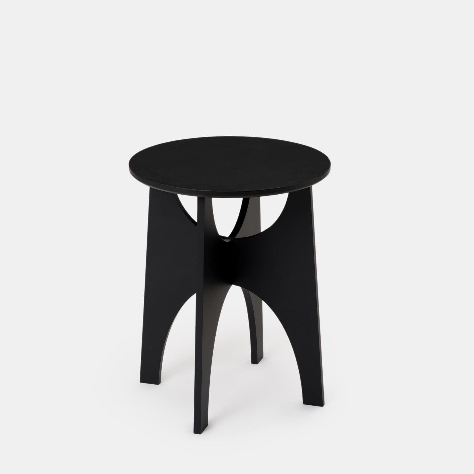 Tavolino rotondo 40 cm nero con design curvo - Toby