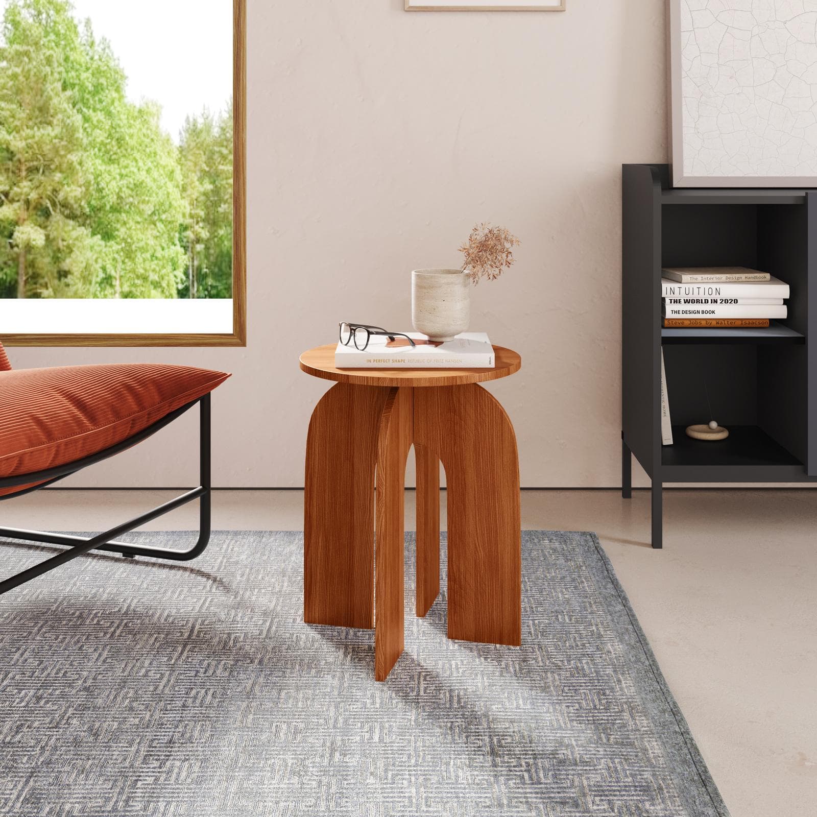 Tavolino rotondo 40 cm rovere con design moderno - Tigger