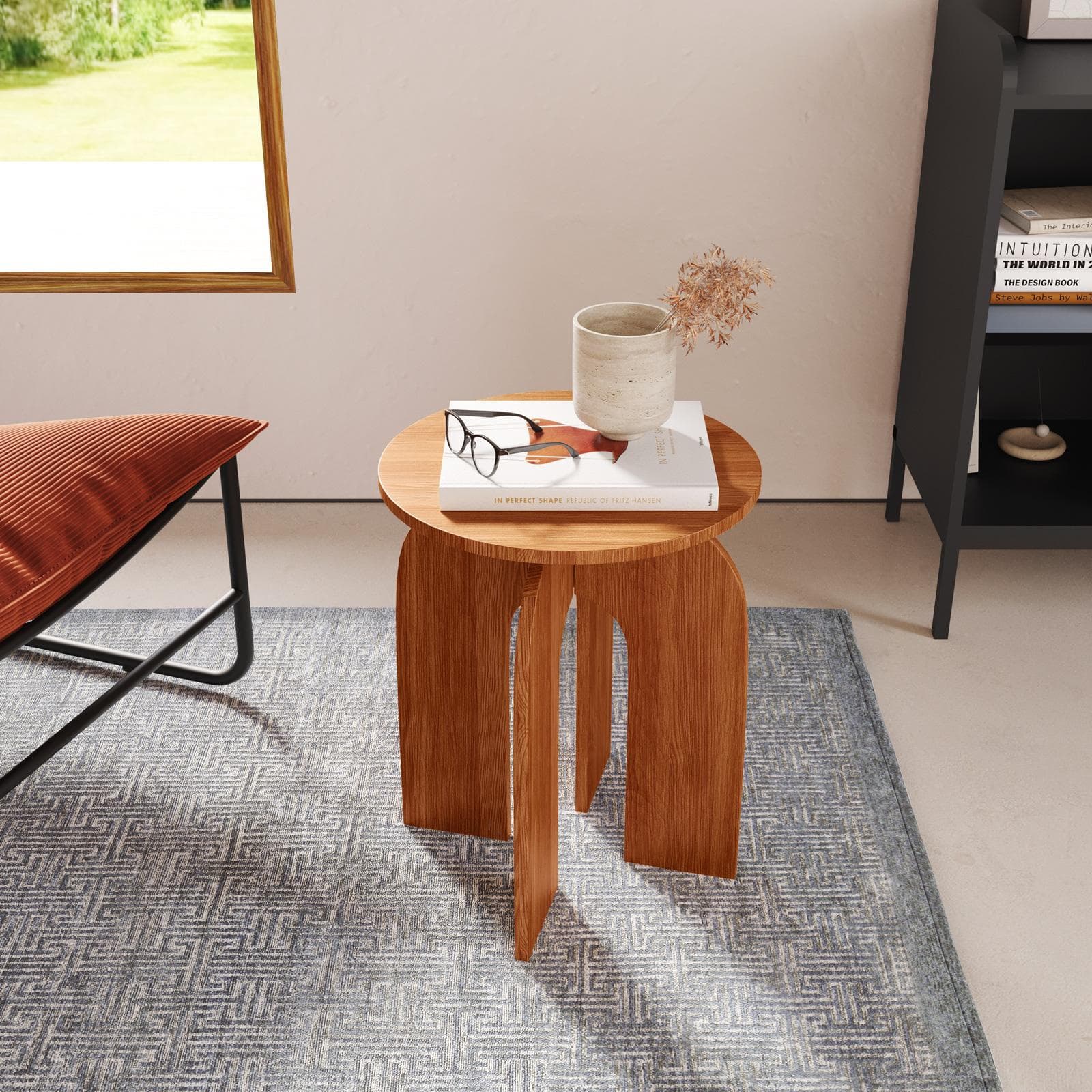 Tavolino rotondo 40 cm rovere con design moderno - Tigger
