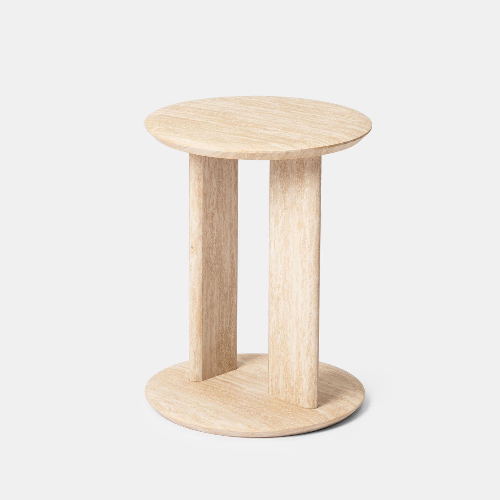 Tavolino rotondo 40x53h cm effetto travertino beige - Marvel