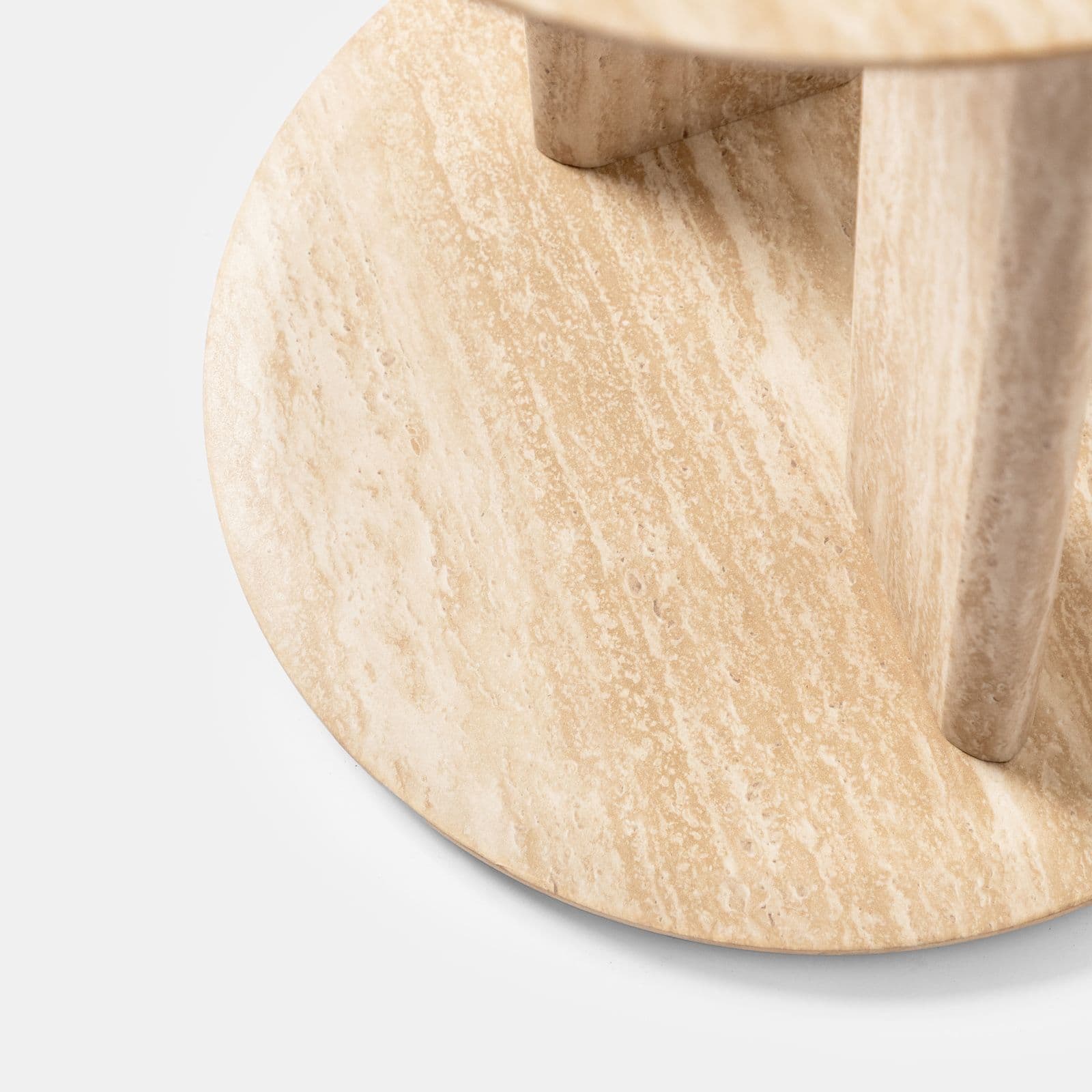 Tavolino rotondo 40x53h cm effetto travertino beige - Marvel
