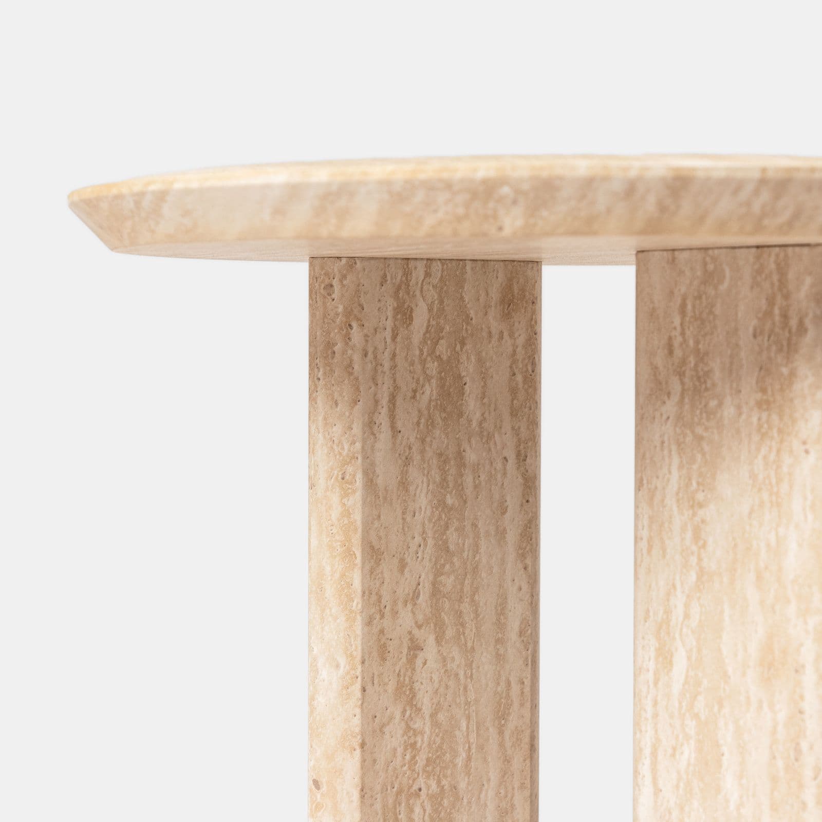 Tavolino rotondo 40x53h cm effetto travertino beige - Marvel