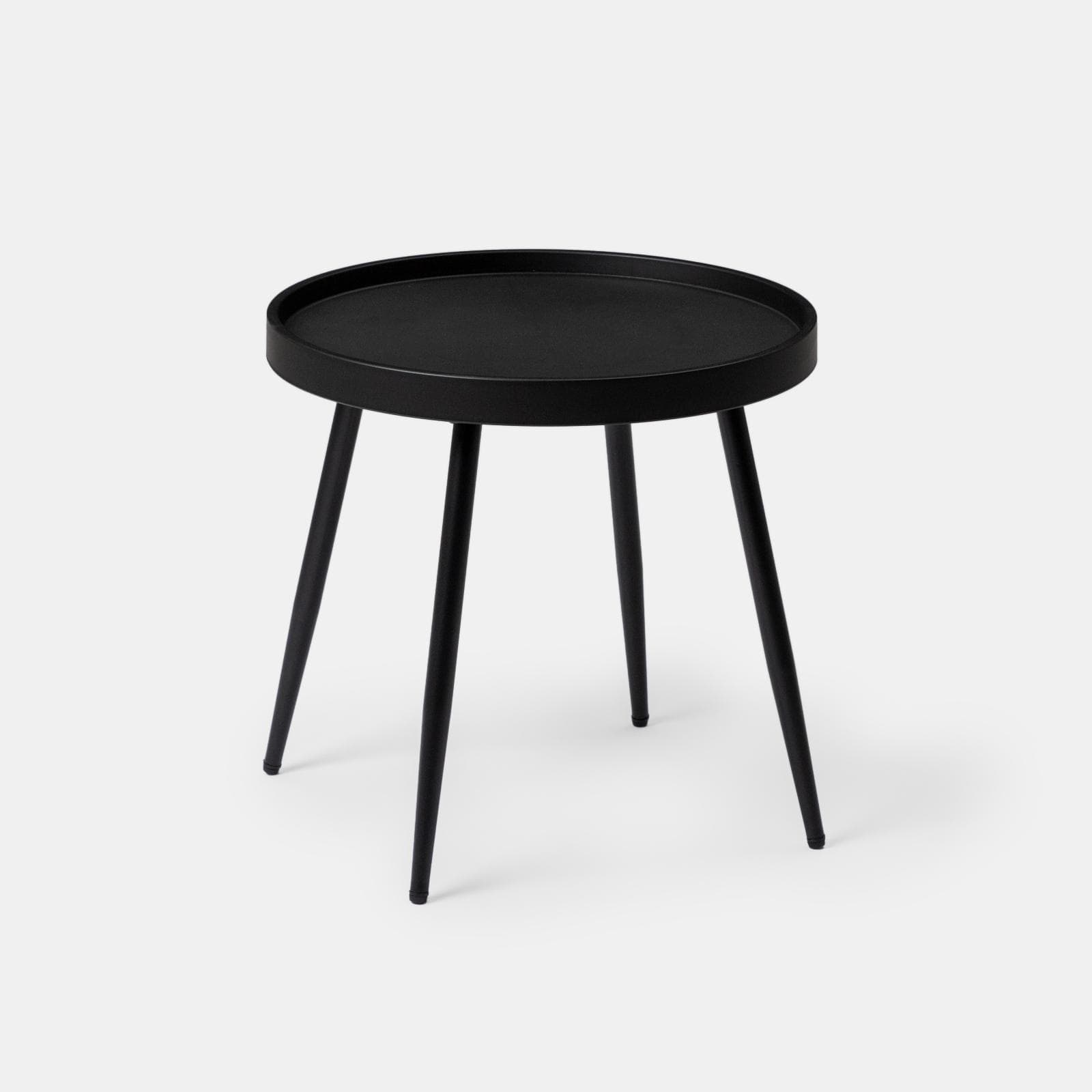 Tavolino rotondo 50 cm con top in polipropilene e gambe in metallo nero - Frisby