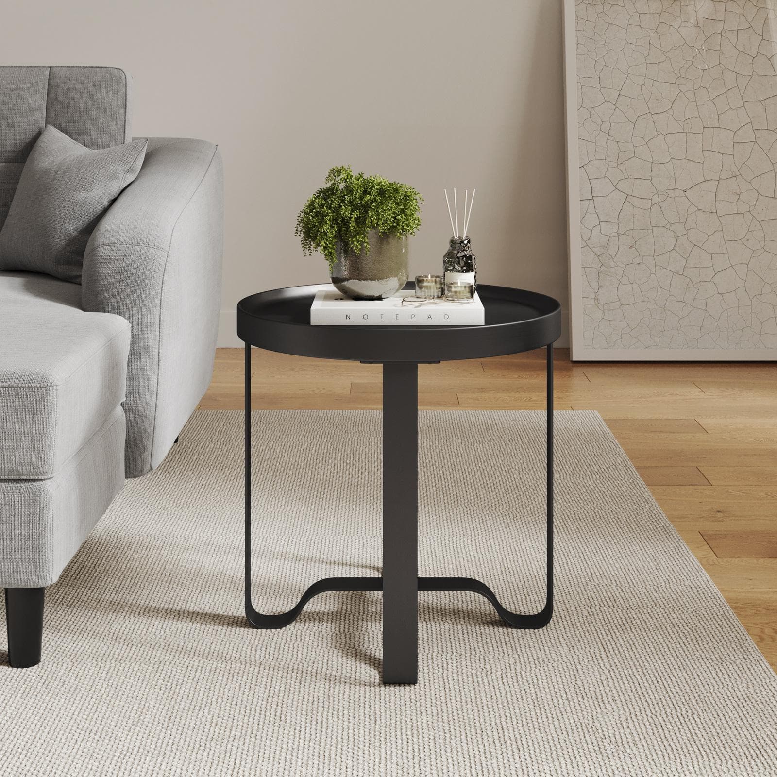 Tavolino rotondo 50 cm in metallo nero - Kormi