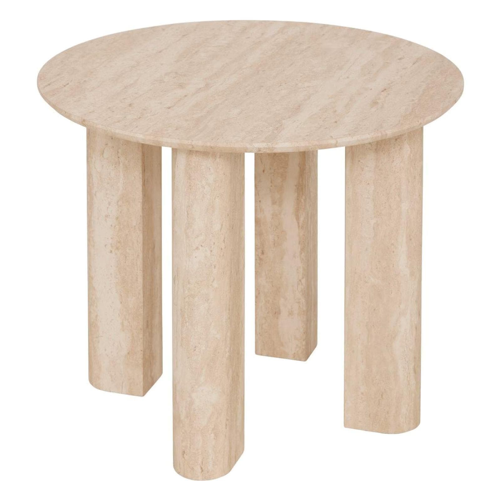 Tavolino rotondo 51 cm in legno effetto travertino beige - Thayla