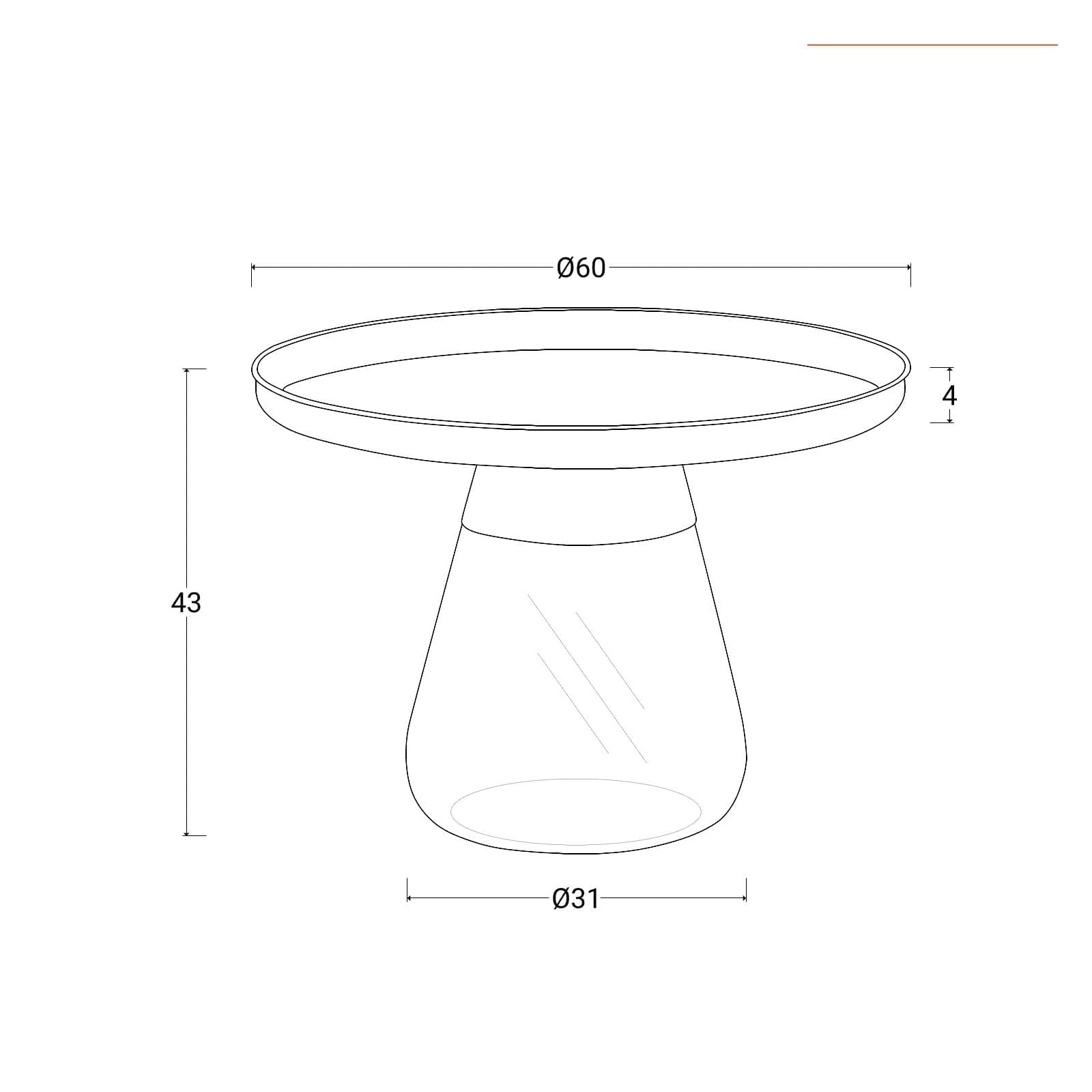 Tavolino rotondo 60 cm top in acciaio oro e base in vetro fumè - Yadid