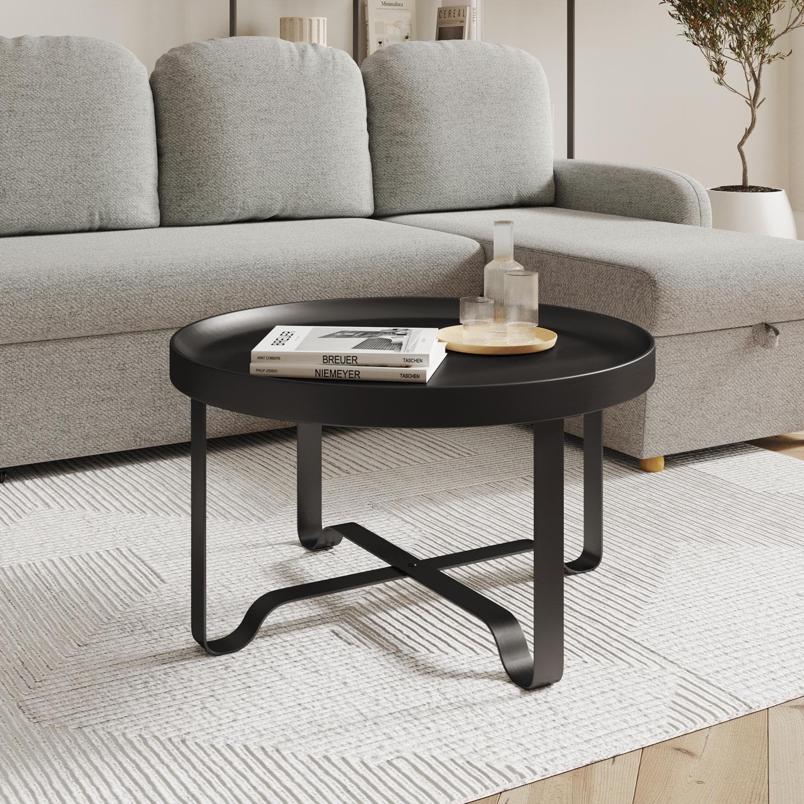 Tavolino rotondo 75 cm in metallo nero - Kormi