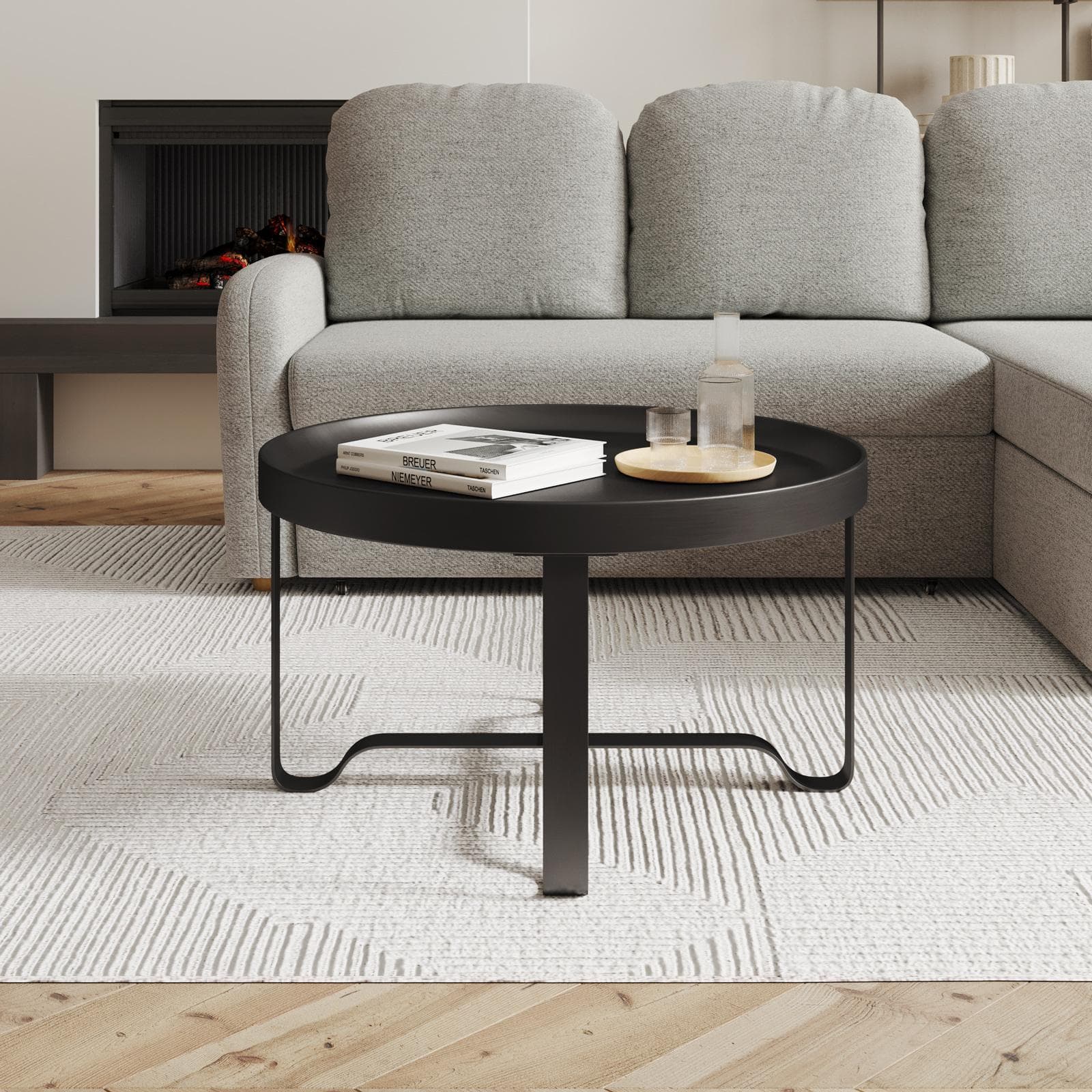 Tavolino rotondo 75 cm in metallo nero - Kormi