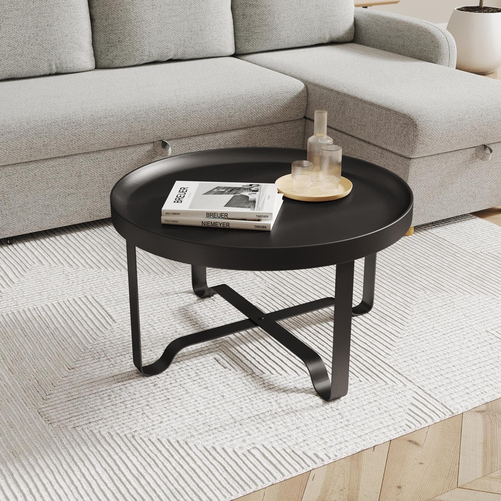 Tavolino rotondo 75 cm in metallo nero - Kormi